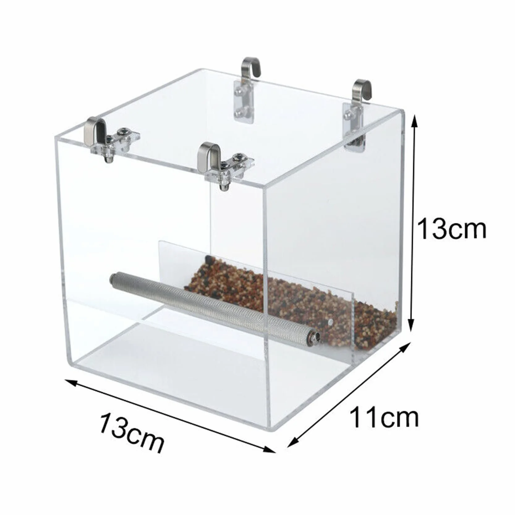 Automatyczny karmnik dla ptaków z akrylu 13 x 13 x 10,9 cm