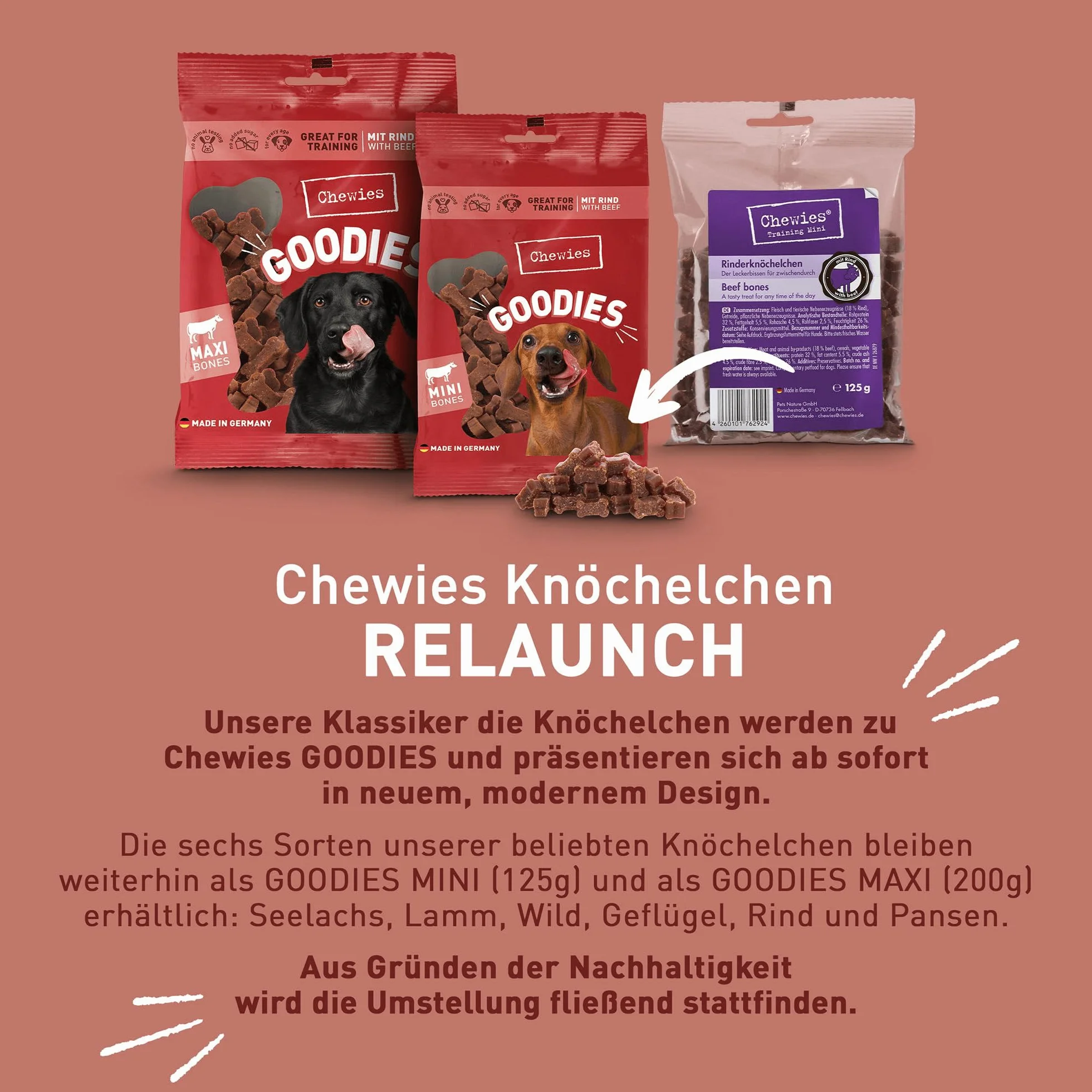 Chewies Przysmaki treningowe dla psów Maxi 200 g - bez cukru, z dużą zawartością mięsa