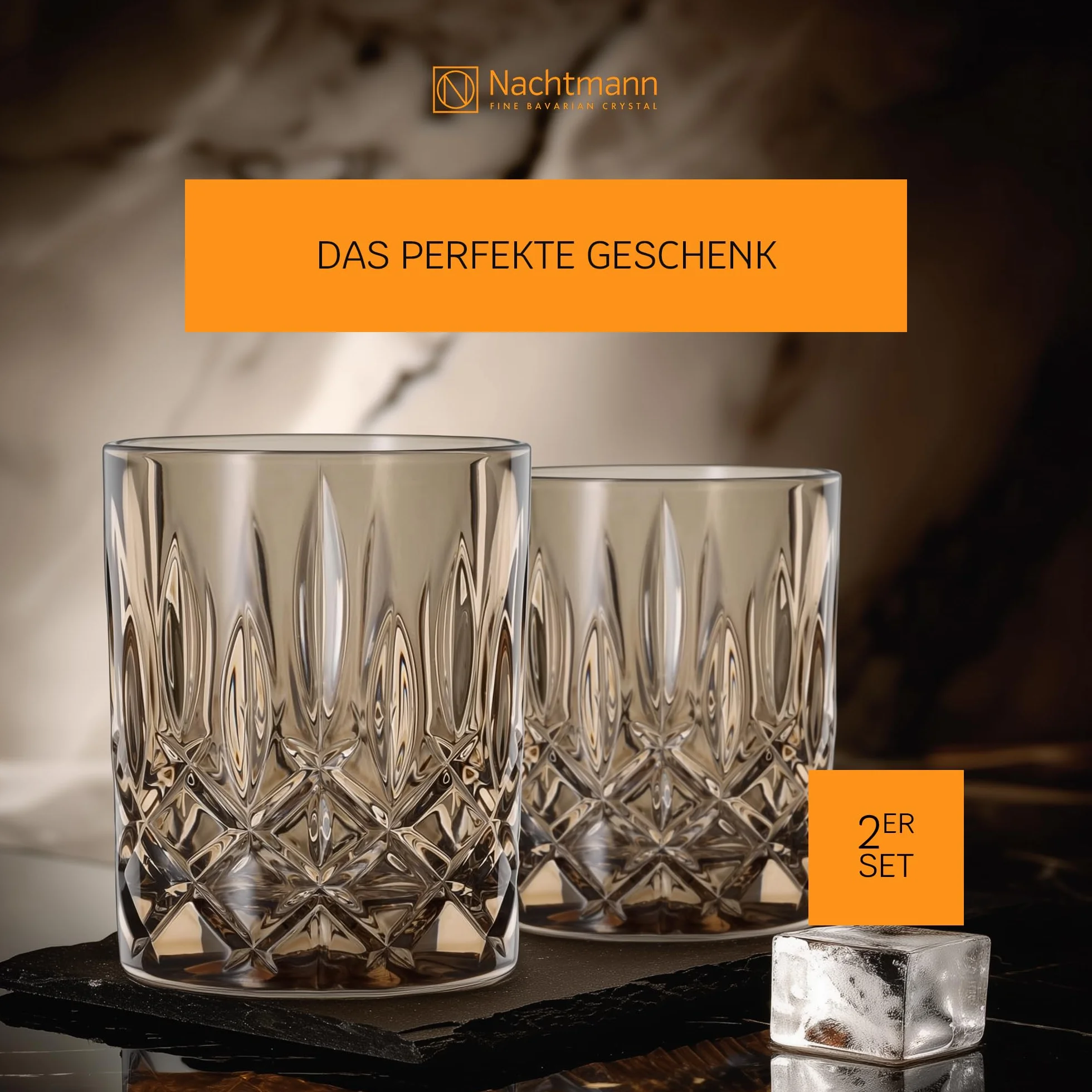 Spiegelau & Nachtmann 2-częściowy zestaw szklanek do whisky, brązowe szklanki do whisky, szkło kryształowe, 295 ml, Tobacco, Noblesse Vintage, 104246