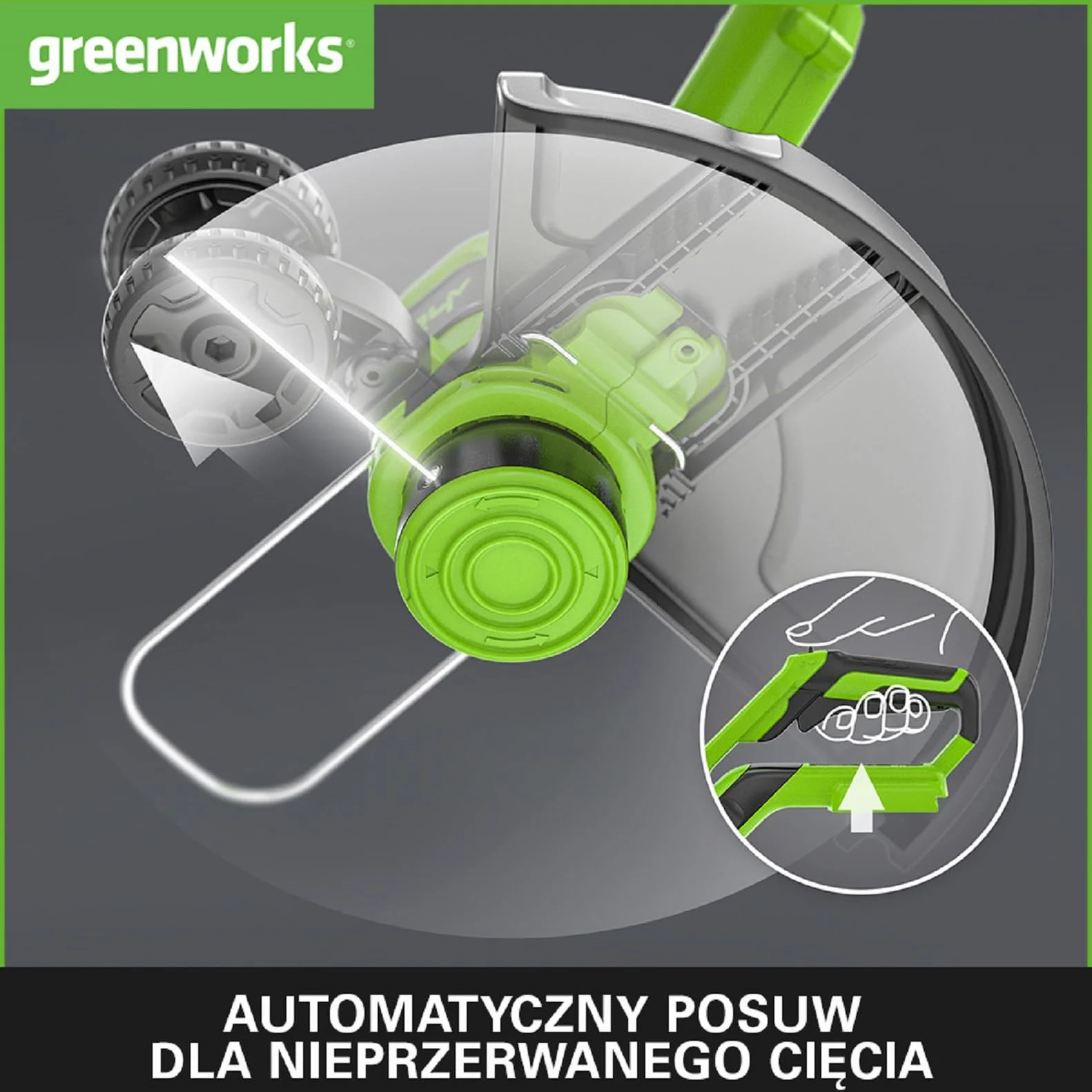 Greenworks G40LT33 Akumulatorowa Podkaszarka Krawędziarka z Kołem do Małych i Średnich Ogrodów, Szerokość Cięcia 33 cm, Automatyczny Wysuw Żyłki Nylonowej 1,65 mm, BEZ Baterii 40V i Ładowarki