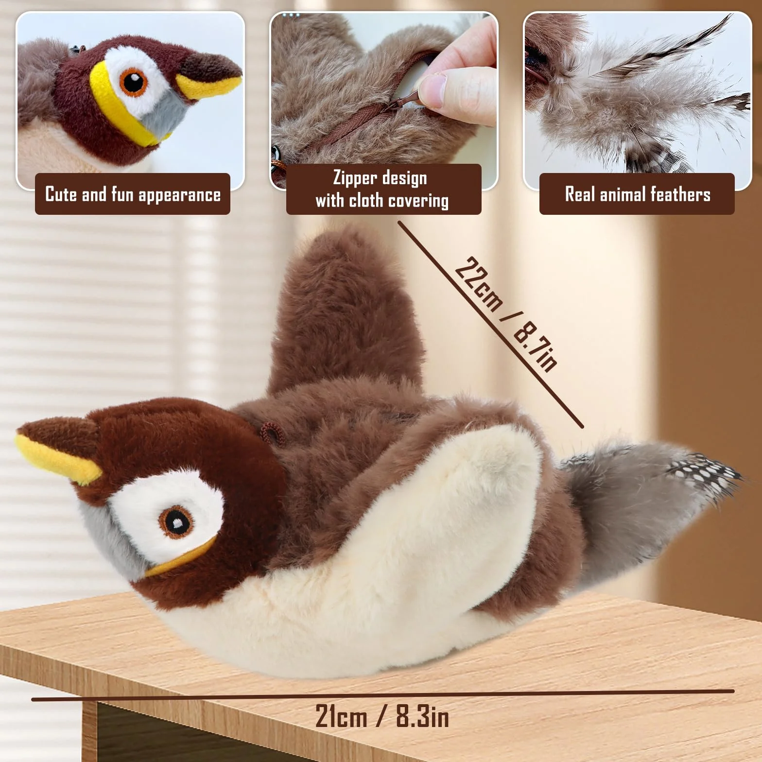 MplehDa Zabawka dla kotów, interaktywna zabawka dla kotów, latający ptak dla kotów, symulowany ćwierkający ptak, Flappy Bird Cat Toy automatyczna zabawka dla kotów