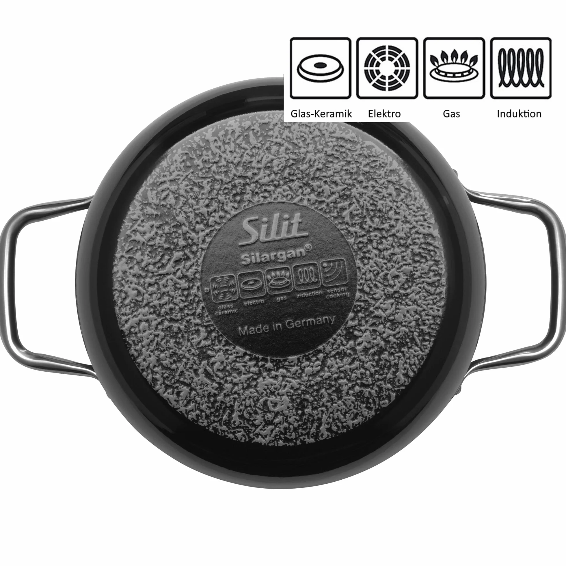 Silit Elegance Zestaw Garnków Indukcyjnych, 18/8 Stainless Steel, Przezroczysty/Czarny, 4 Sztuk