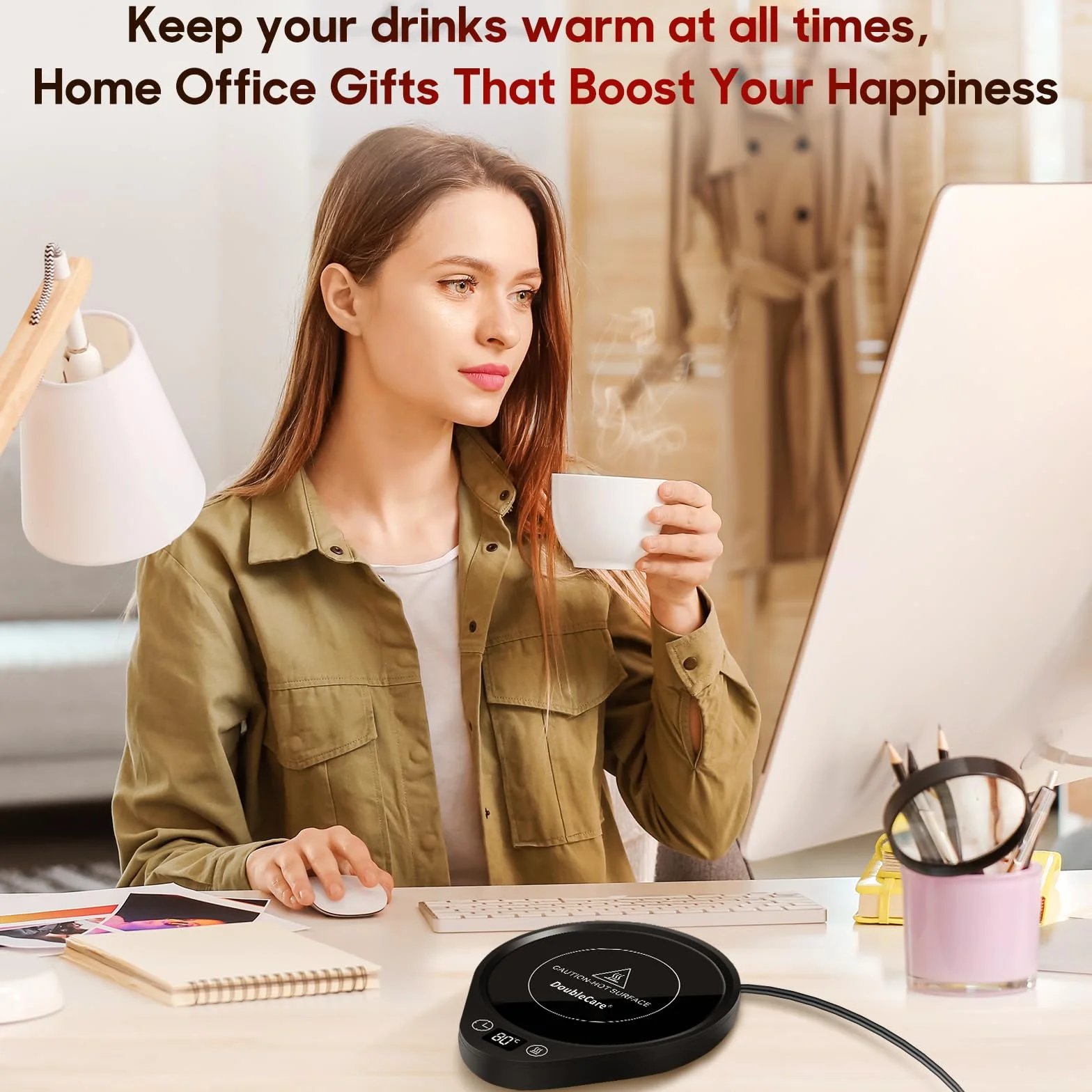 Podgrzewacz do kawy, 36 W, 3 temperatury i 2-12 godzin (do 176°F/80°C), Smart Desk Coffee, podgrzewacz do herbaty, wody/mleka, do biura, domu, kolor czarny