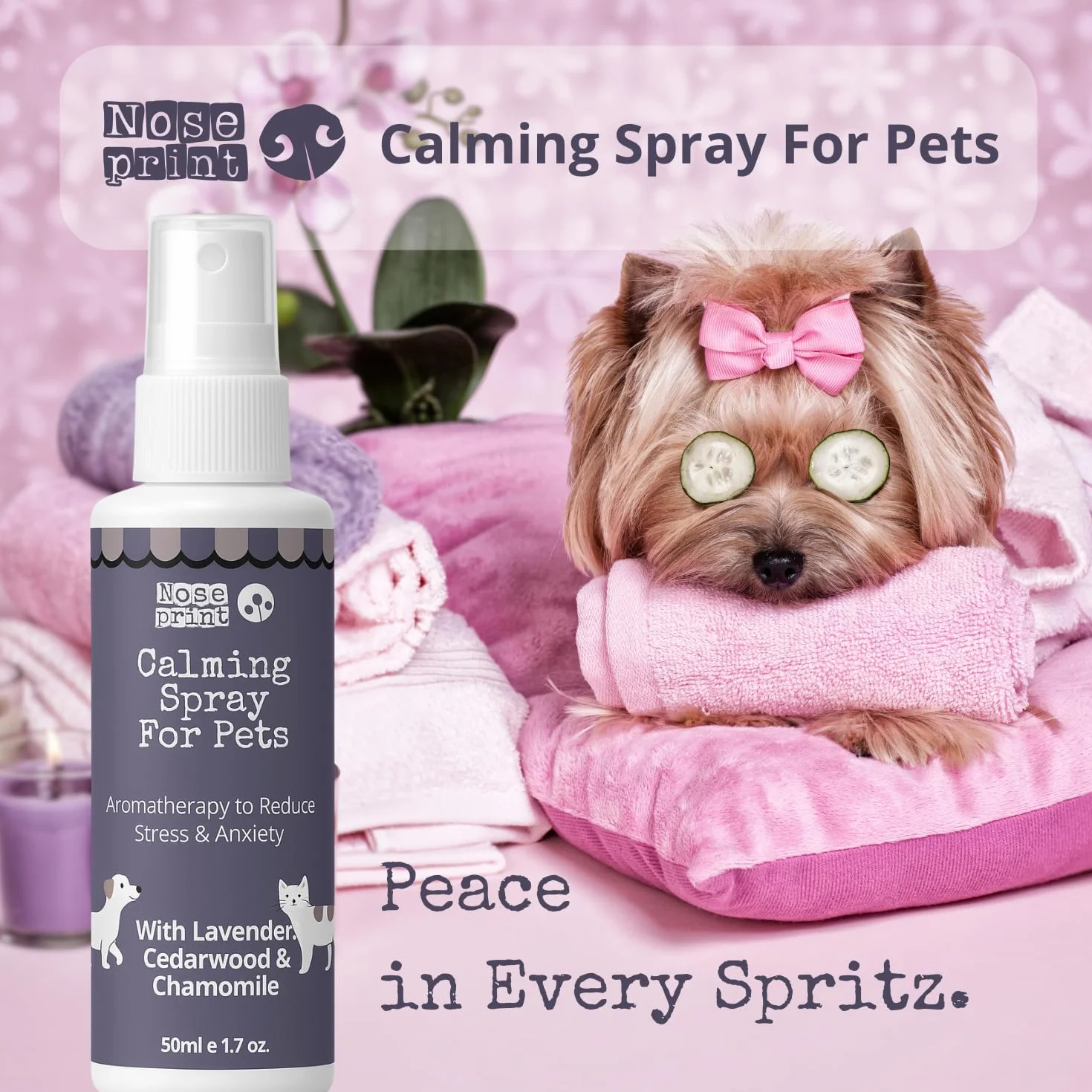 Naturalny spray uspokajający dla zwierząt 100 ml lawenda rumianek cedr