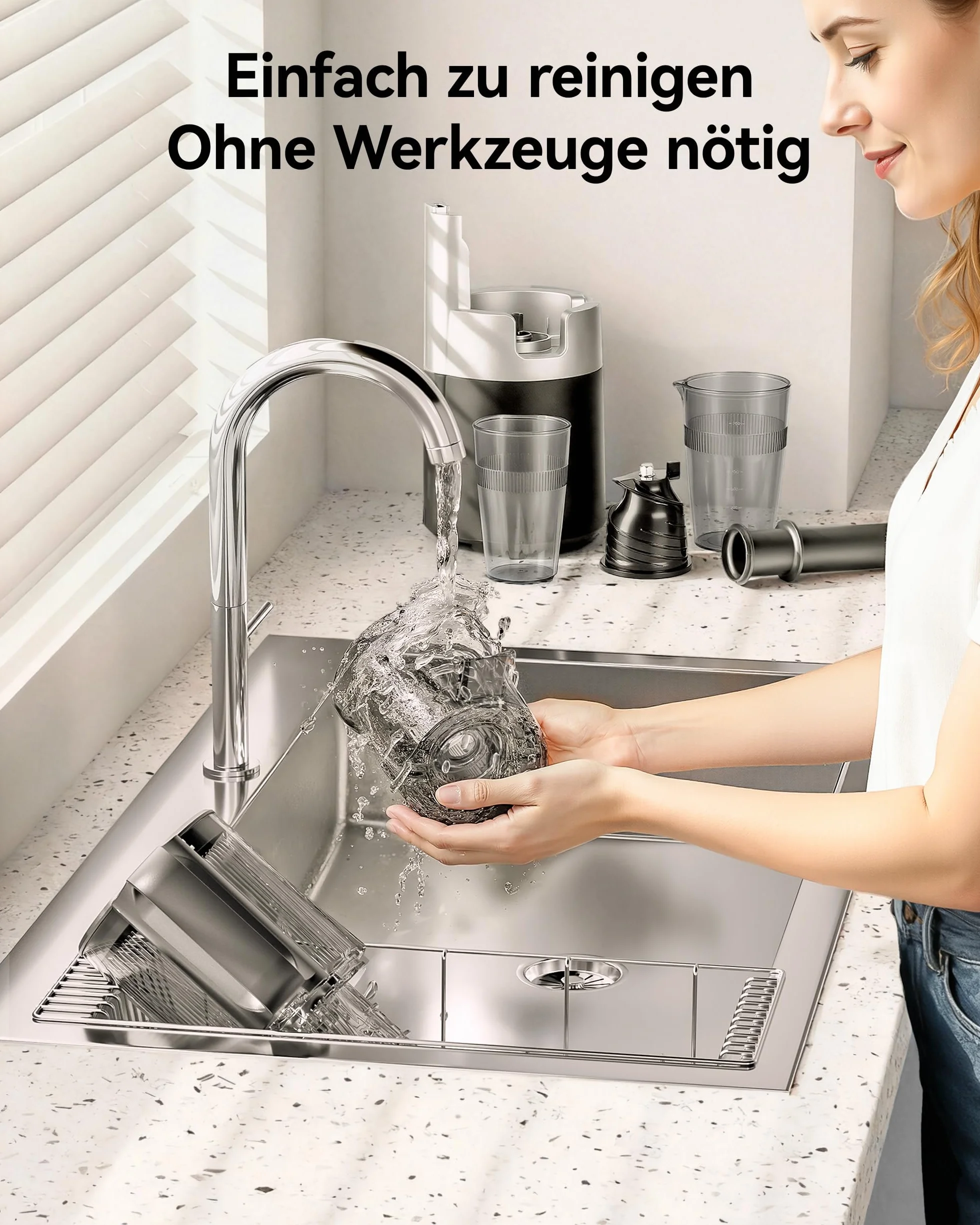 EUHOMY Sokowirówka, Slow Juicer, sokowirówka do warzyw i owoców, zwycięzca testu z otworem do napełniania 135 mm, pojemność 1,8 l, 2 filiżanki | elektryczna wyciskarka do soków, czarna srebrna
