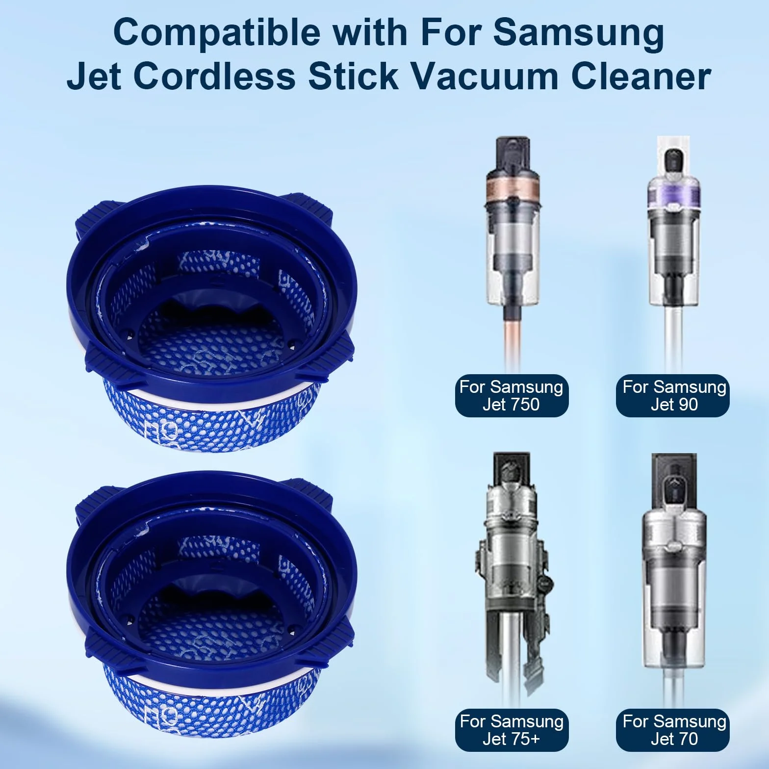 Filtr HEPA akcesoria do Samsung Jet 75/70/75+/60/VS9000RL mikro ręczny bezprzewodowy odkurzacz, element zastępczy, części zamienne (2 sztuki)