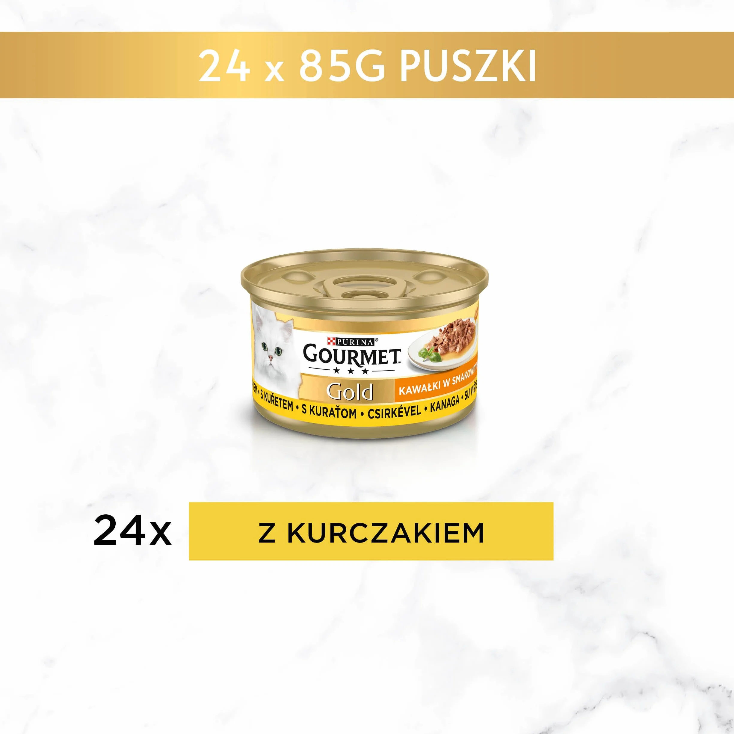 GOURMET GOLD Sauce Delights | Karma mokra dla dorosłych kotów | Kawałki w smakowitym sosie z Kurczakiem | 12x85g