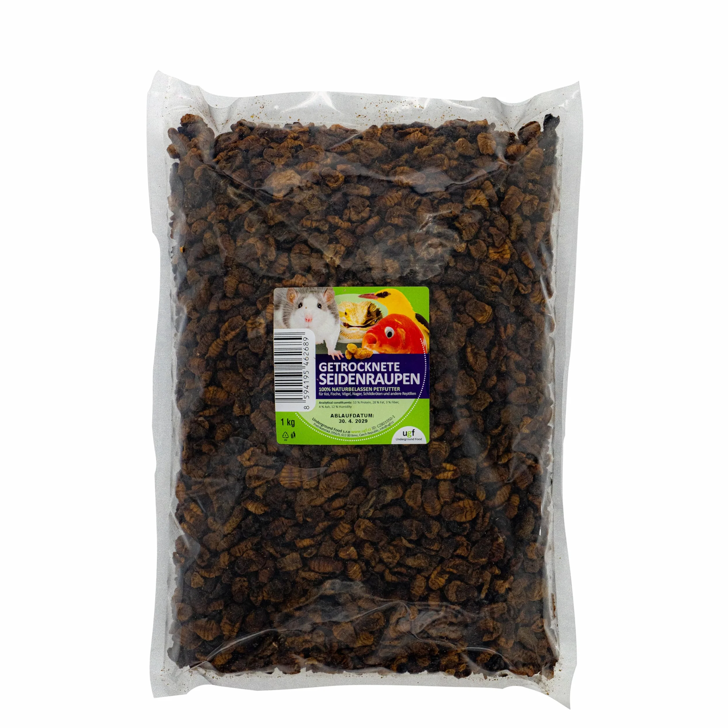 UGF - suszone jedwabniki Koi – 1 kg, karma dla ryb Koi i dla ryb, owadów, karma dla ryb, ptaków, chomików, jeżów, gryzoni, jaszczurek, żółwi, karpia