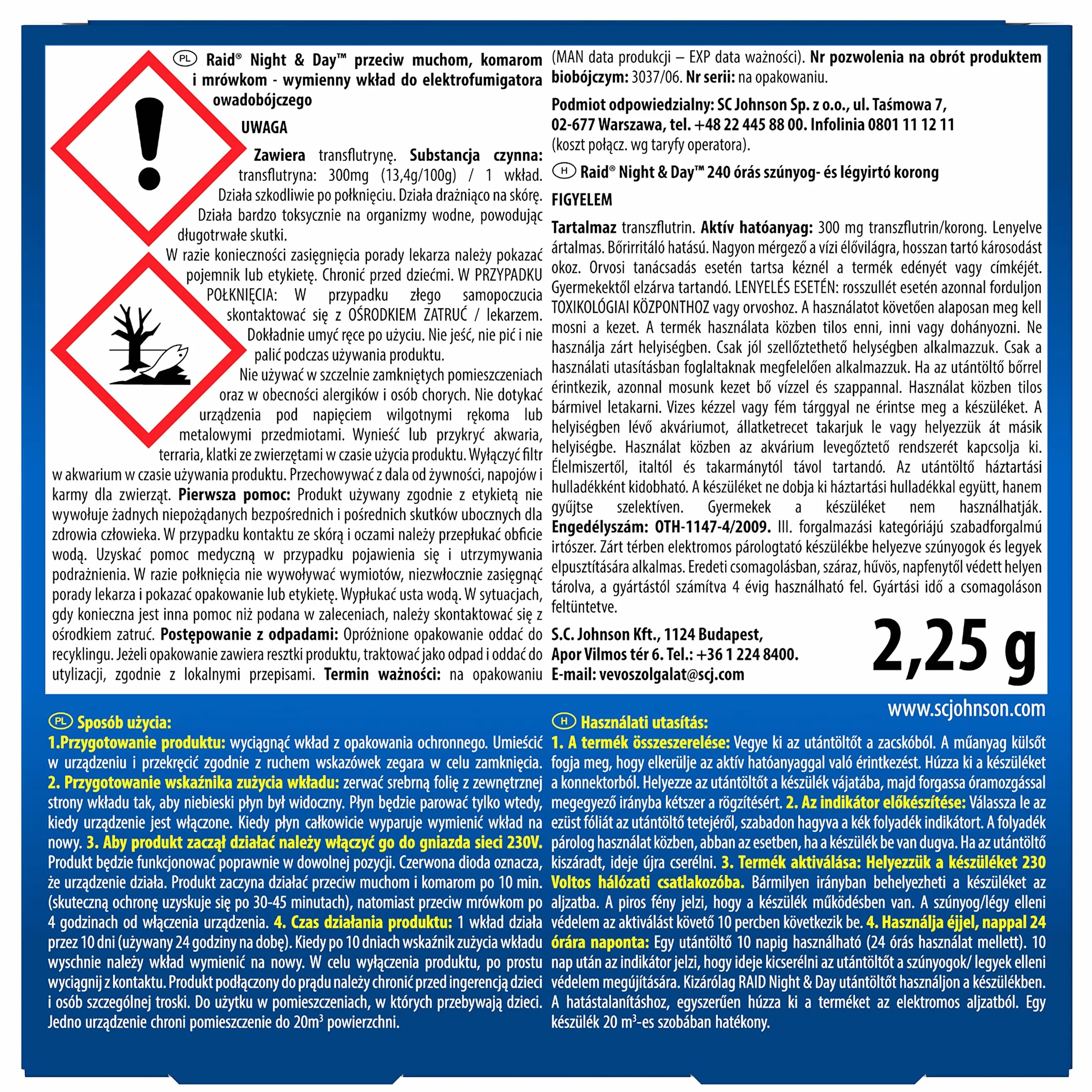 Raid Night & Day Przeciw Muchom, Komarom i Mrówkom, Wkład z Płynem Owadobójczym do Elektrofumigatora, Bezzapachowy, aż do 240 Godzin Ochrony