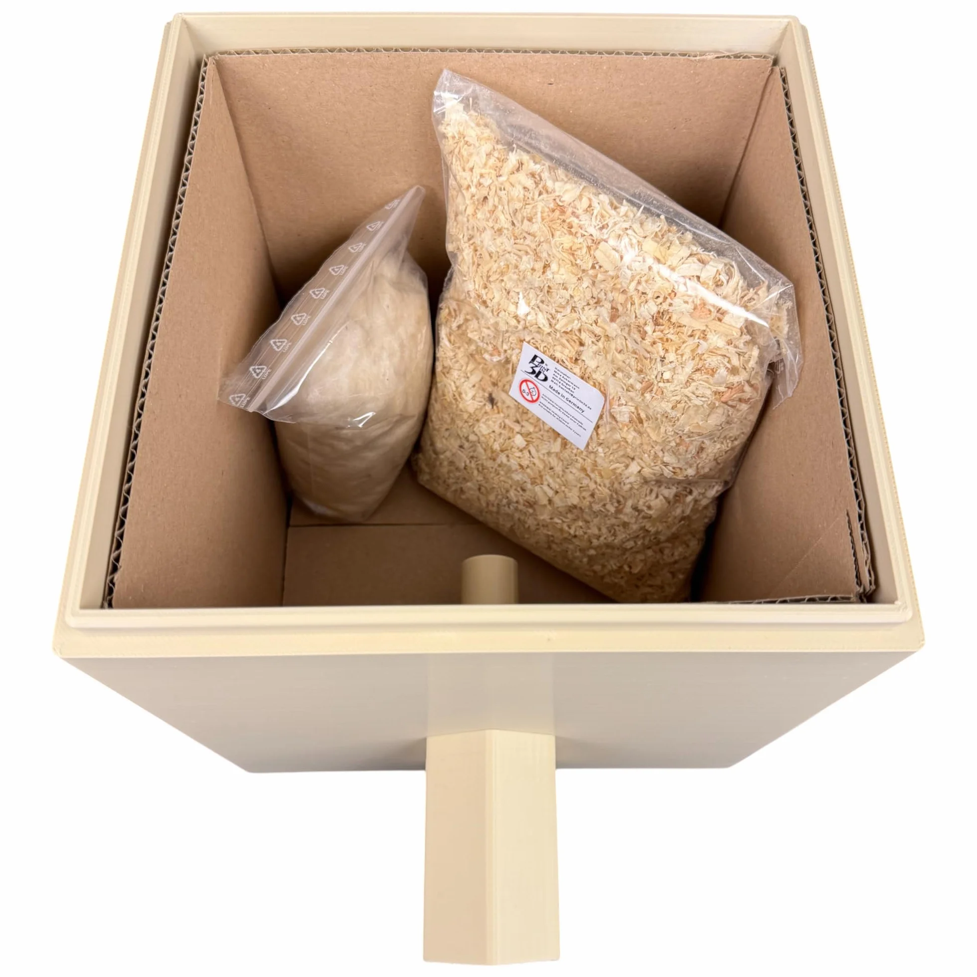 Domek dla trzmieli premium z nakładką klimatyzacyjną, ochrona przed pasożytami ze stali nierdzewnej i włókniną termiczną z owczej wełny – w zestawie materiał lęgowy – odporny na warunki atmosferyczne