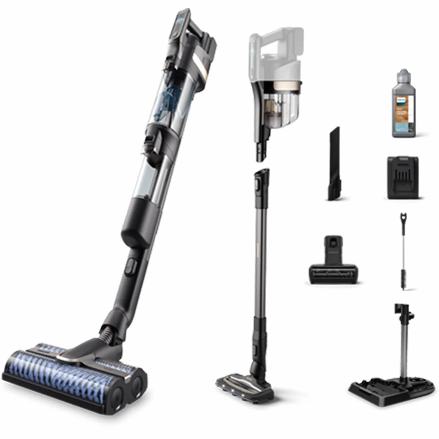 Philips bezprzewodowy odkurzacz na mokro i sucho, z serii 9000, i mopowanie na mokro, automatyczne samooczyszczanie, czas pracy do 45 min, 185 m², 3 tryby czyszczenia, czerń (XW9384/01)