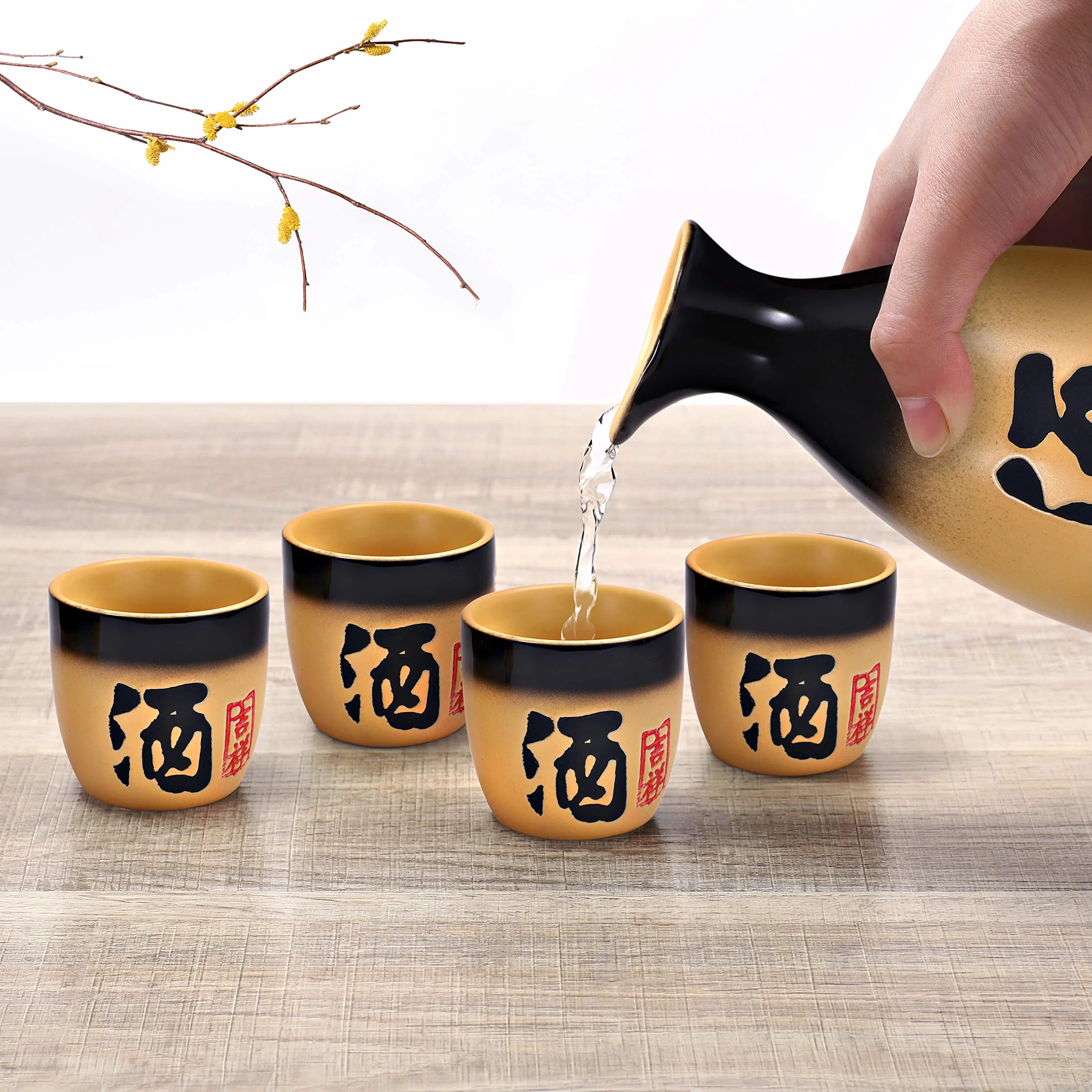 Zestaw do sake "Kyoto" 5-częściowy z kamionki, pojemność: 295 ml