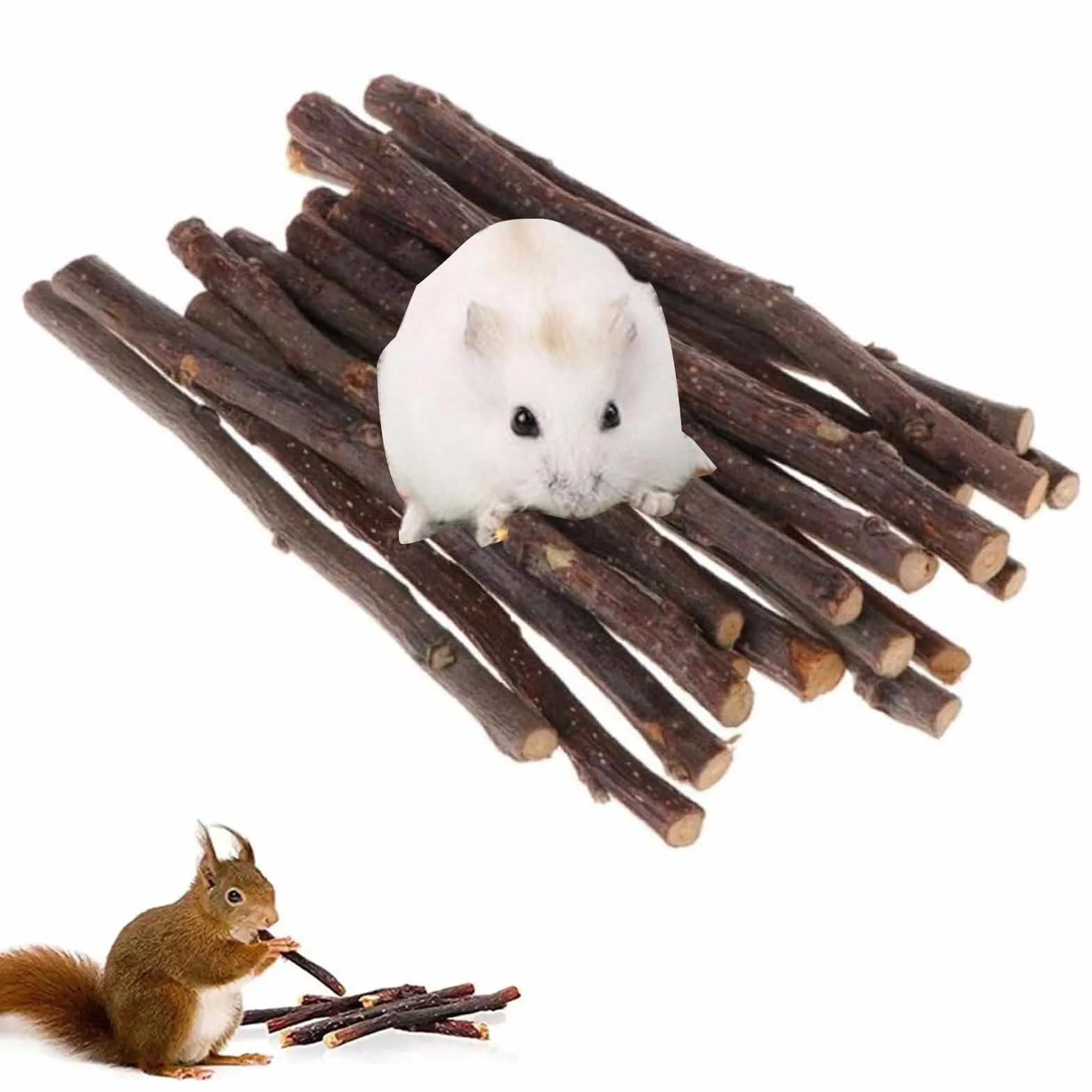 Pałeczki Jabłkowe 100% Naturalne, Zabawka Do Żucia dla Królika, Chomika, Papugi, 12 Sztuk