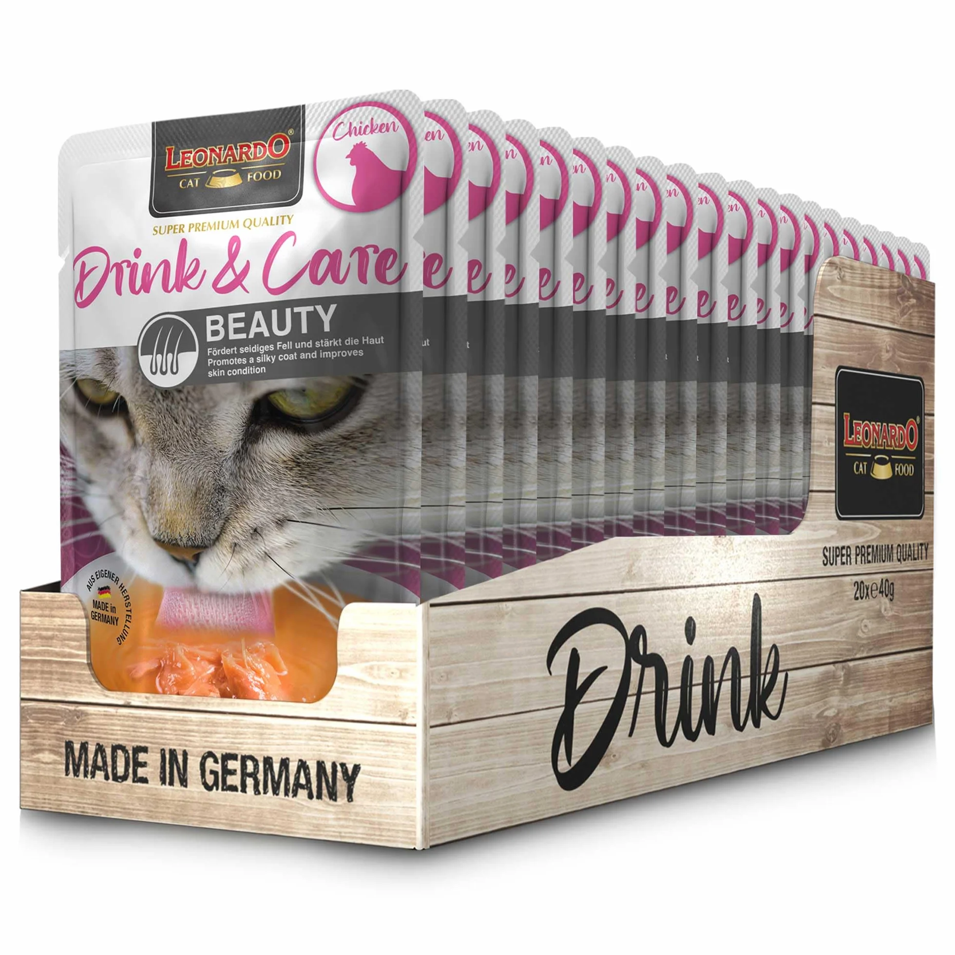 Leonardo Drink & Care Beauty Chicken 40 g karma uzupełniająca dla kotów