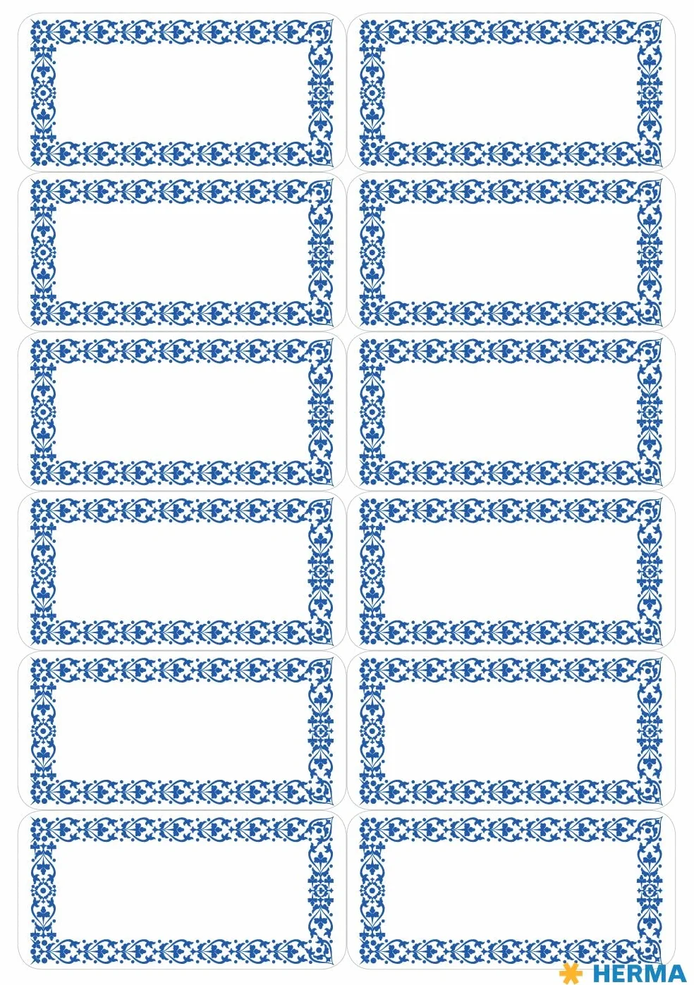 HERMA 3742 Etykiety na przetwory do marmolady, neutralne (39 x 29 mm, 48 naklejek, papier, matowe), samoprzylepne, trwale przylegające naklejki kuchenne na szklanki, butelki i słoiki, niebieskie/białe