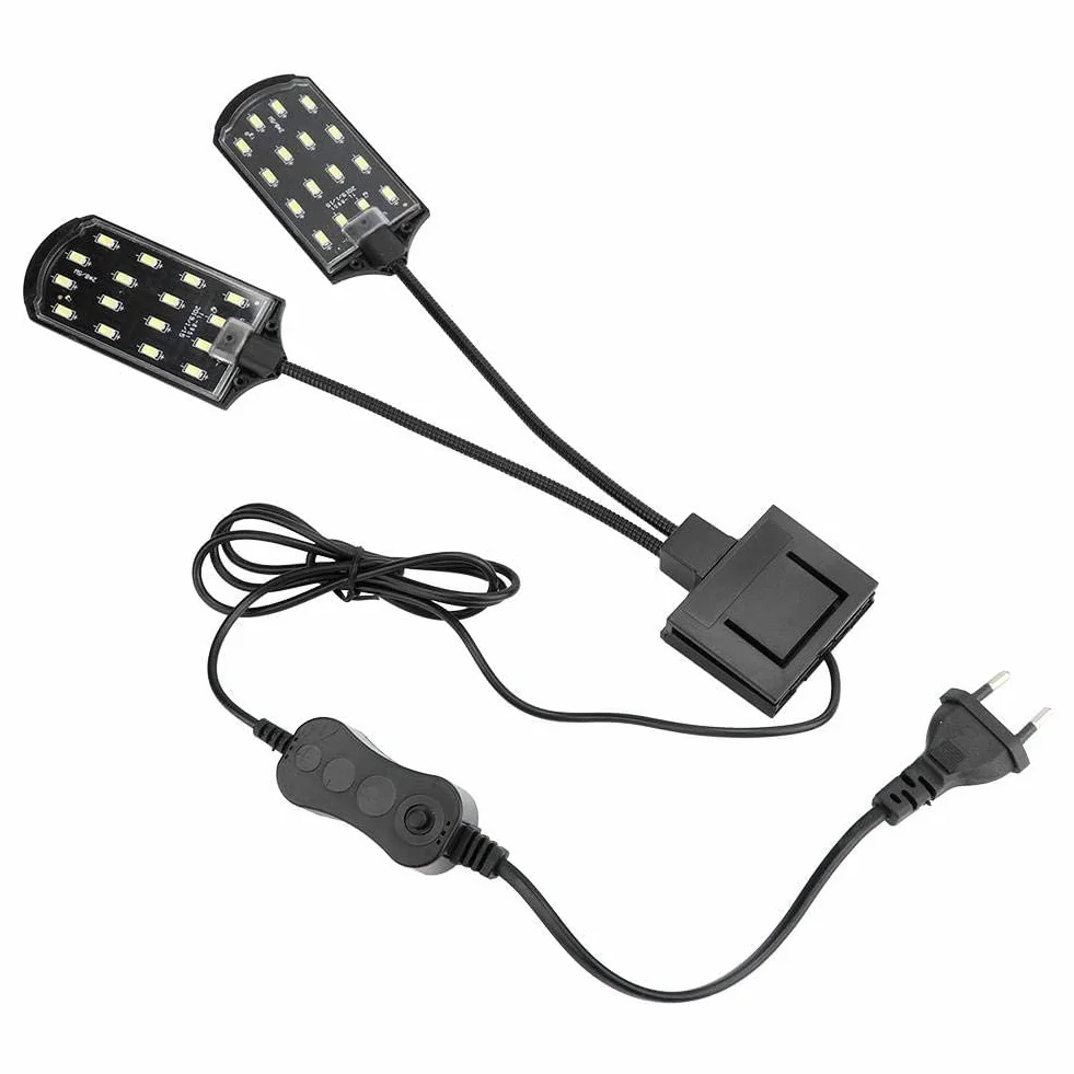 LED Lampa do Akwarium Roślinowego 15W, Oświetlenie dla Roślin Akwariowych z Mocowaniem na Klips