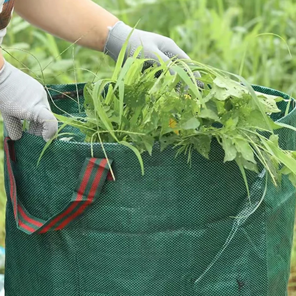 Worek ogrodowy, na odpady ogrodowe, worki na liście, worek na trawnik ogrodowy z uchwytami, odpowiedni do wszystkich rodzajów odpadów, takich jak gałązki, liście i mech, 50 x 65 cm, pojemność 100 l