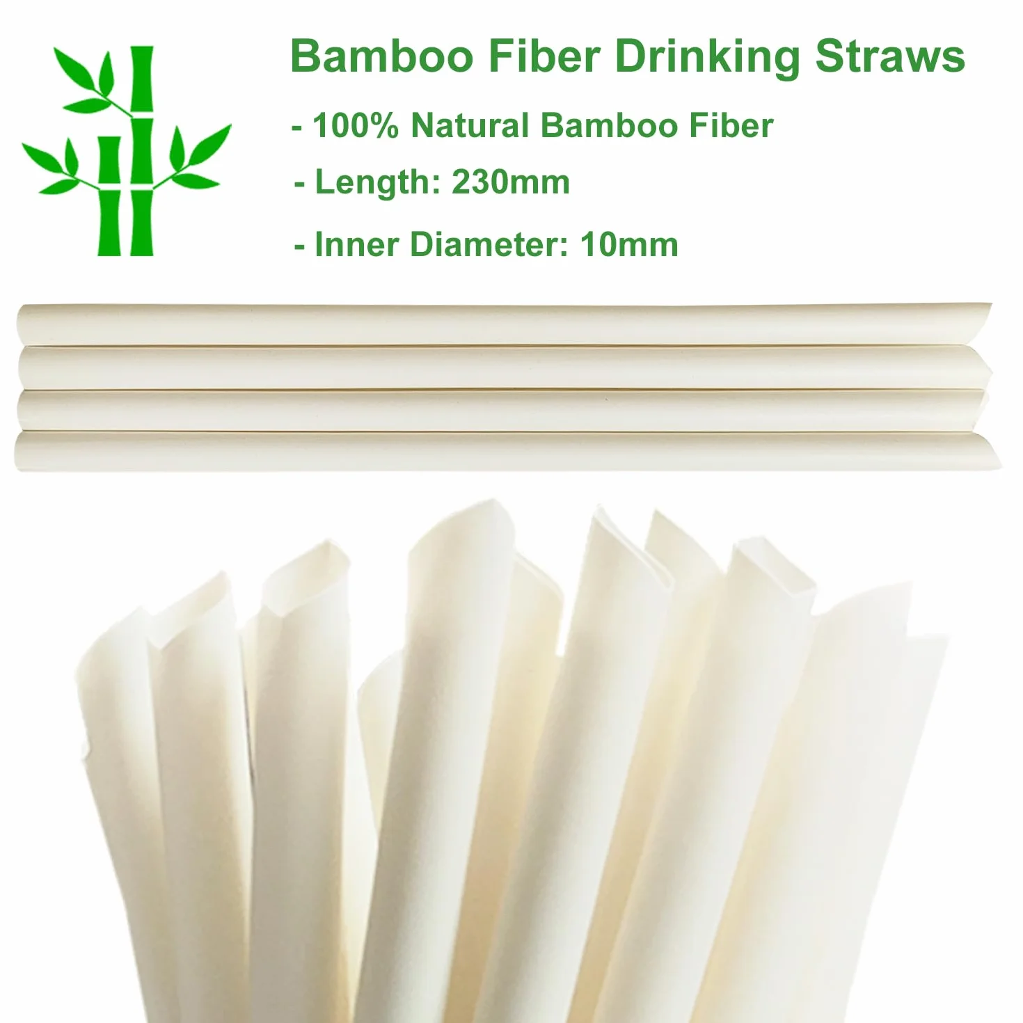 10 mm słomek bambusowych Boba, 180 sztuk Szerokie słomki z włókna bambusowego Jednorazowe słomki Jumbo Smoothie Bubble Tea do picia na ciepło i na zimno