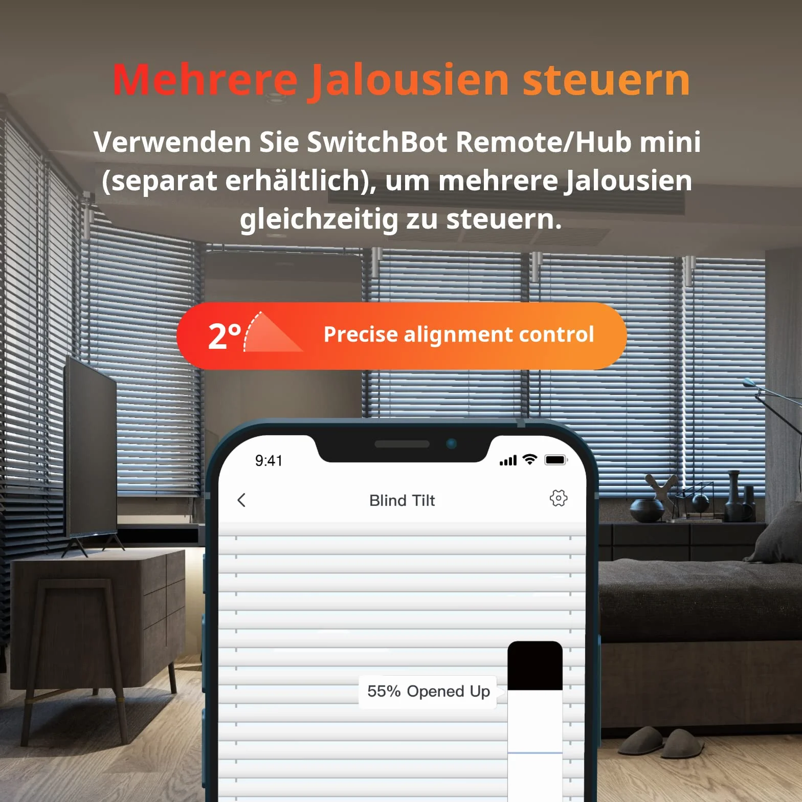 SwitchBot Zmotoryzowany silnik żaluzji, z pilotem zdalnego sterowania Bluetooth, zasilany energią słoneczną, z SwitchBot Hub Mini, kompatybilny z Alexa