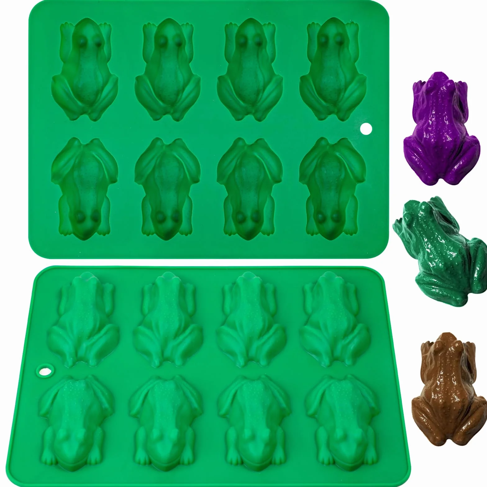 Webake Foremka do czekolady kształtem żaby z silikonu 2 sztuki, zestaw 8 foremek do pralinek, forma do czekolady Frog dla czekolady i słodyczy