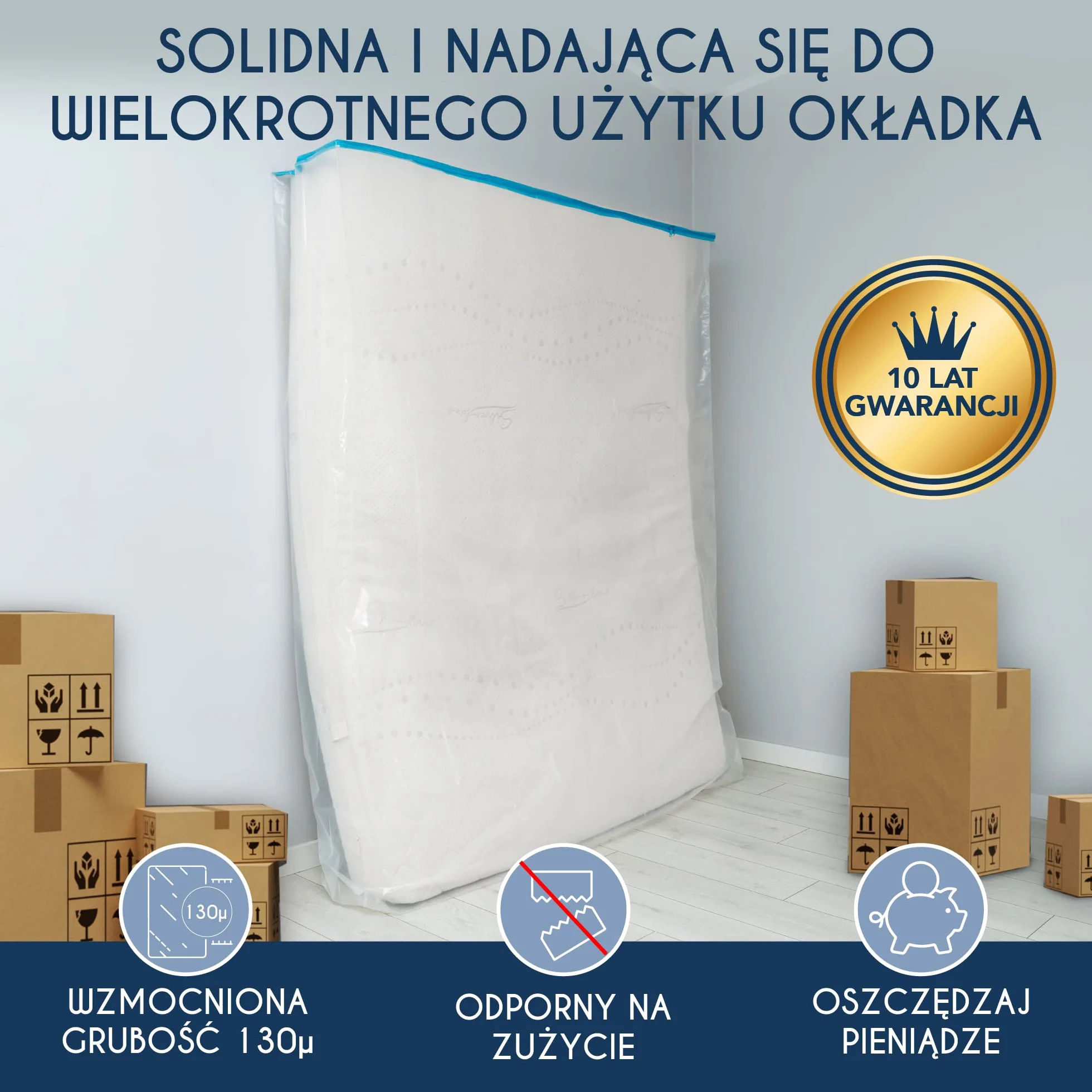 Plastikowy pokrowiec ochronny na materac 135x190 cm (grubość 30 cm) - pokrowiec na materac z dużym zamkiem błyskawicznym - torba do przechowywania - odporny i wielokrotnego użytku