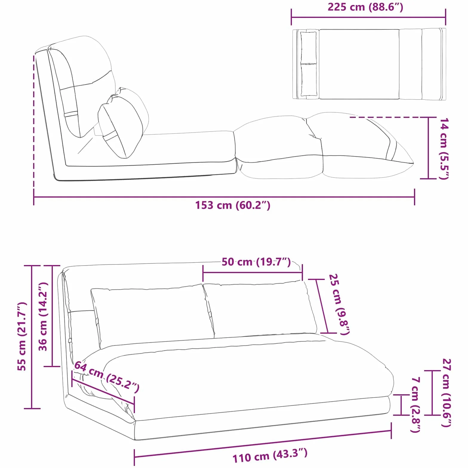 Regulowane czarne krzesło podłogowe z ergonomicznym oparciem, tapicerowane i składane, do salonu, gier, czytania, jogi, siedzenia medytacyjnego, zajmuje mało miejsca, poszewka nadająca się do