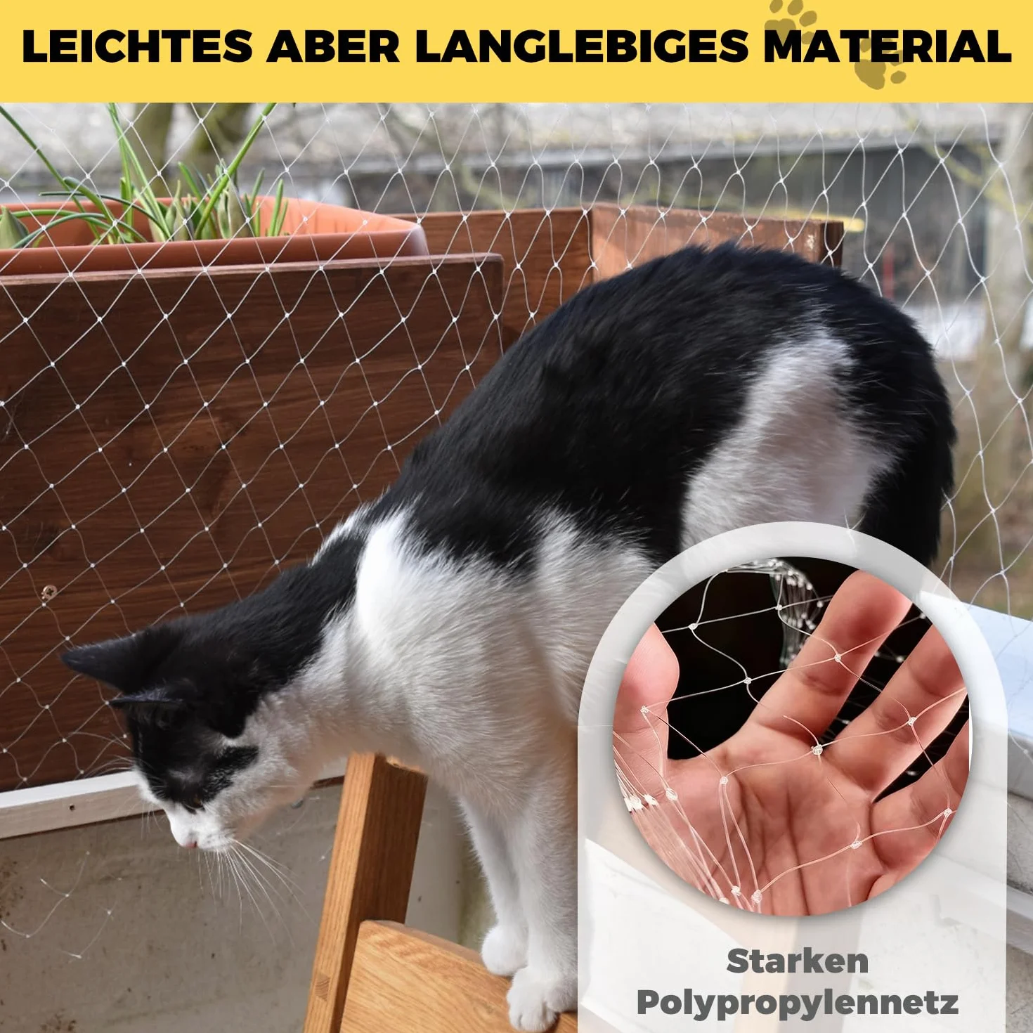 Siatka dla kotów 5 x 5 m, nylonowa, przezroczysta, na balkon, przeciw ptakom