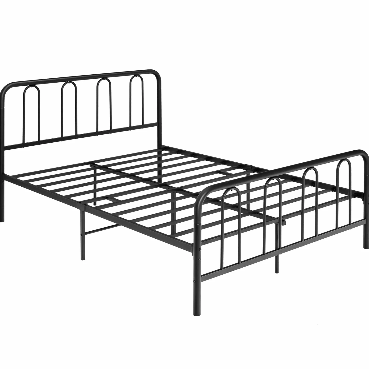 Costway Metalowa rama łóżka, na materac 200 x 140 cm, rama łóżka podwójnego, ze stelażem, z miejscem do przechowywania pod łóżkiem, metalowe łóżko dla gości