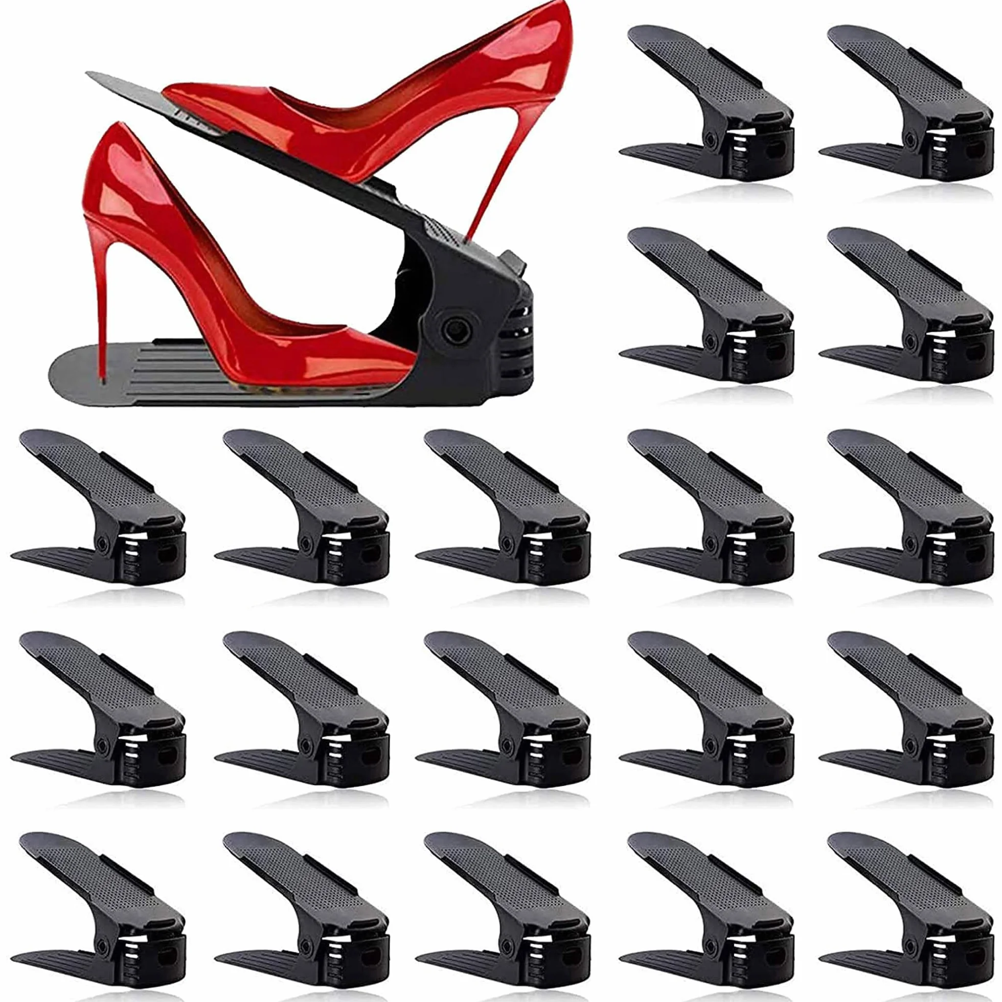 20 sztuk uchwytów na buty, oszczędzający miejsce, regulowany organizer na buty, regulowany organizer na buty, oszczędność miejsca, antypoślizgowy uchwyt na buty, trwały plastikowy uchwyt na