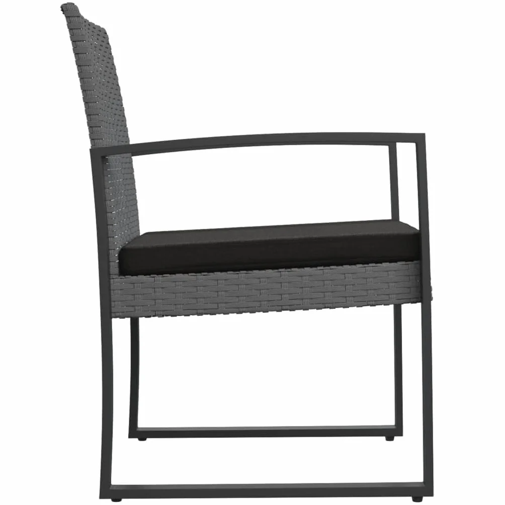 vidaXL Ogrodowe krzesła stołowe, 2 szt., ciemnoszare, rattan PP, ogrodowe krzesło stołowe, krzesła do ogrodu, krzesła stołowe do ogrodu