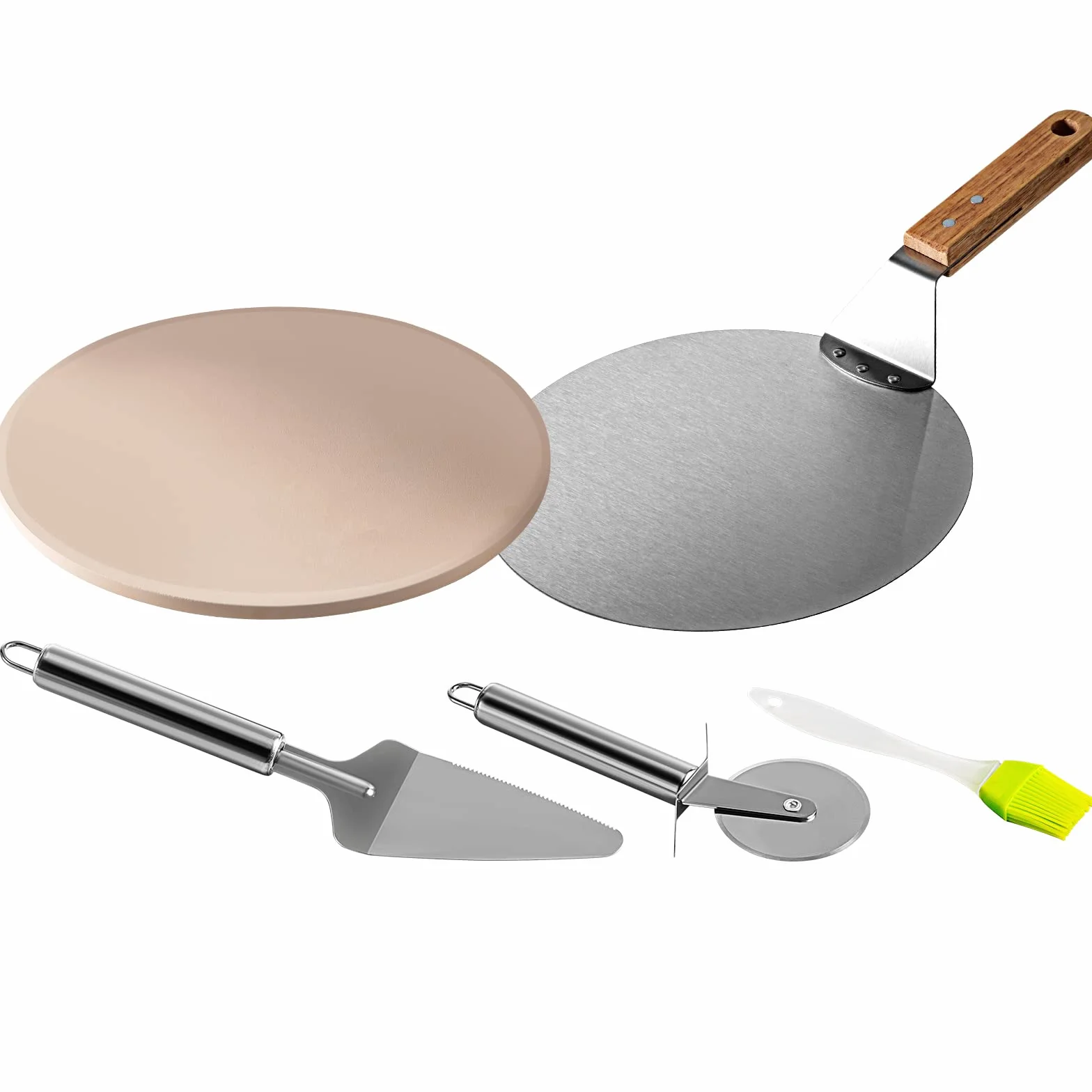 VEVOR Zestaw pieca do pizzy, grill ze stali nierdzewnej, zestaw do robienia pizzy do większości grillów węglowych 56 cm, zestaw pieca do pizzy zawierający komorę do pizzy, okrągły kamień do pizzy 33