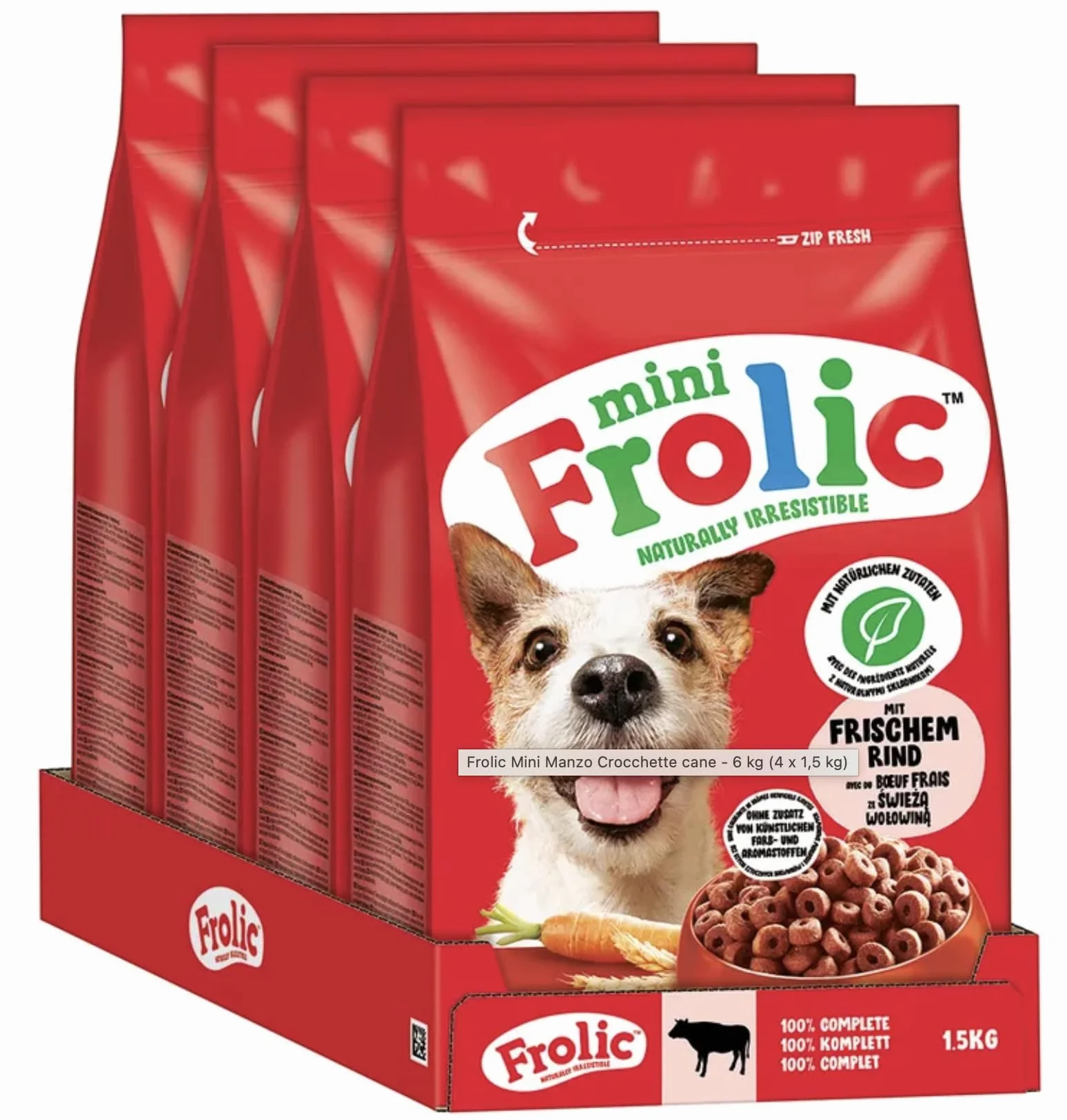 Frolic Mini sucha karma dla małych psów ze świeżą wołowiną 4 x 1,5 kg