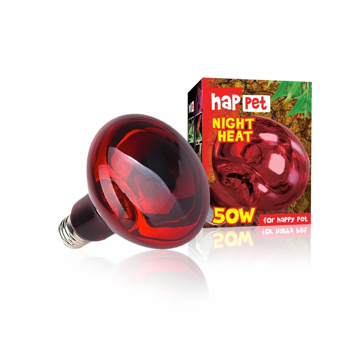HAPPET Terra Night Heat 50W żarówka grzewcza do terrarium E27 czerwona – nocna lampa grzewcza dla gadów, naturalne ciepło bez zakłócania rytmu dnia i nocy, obserwacja nocna