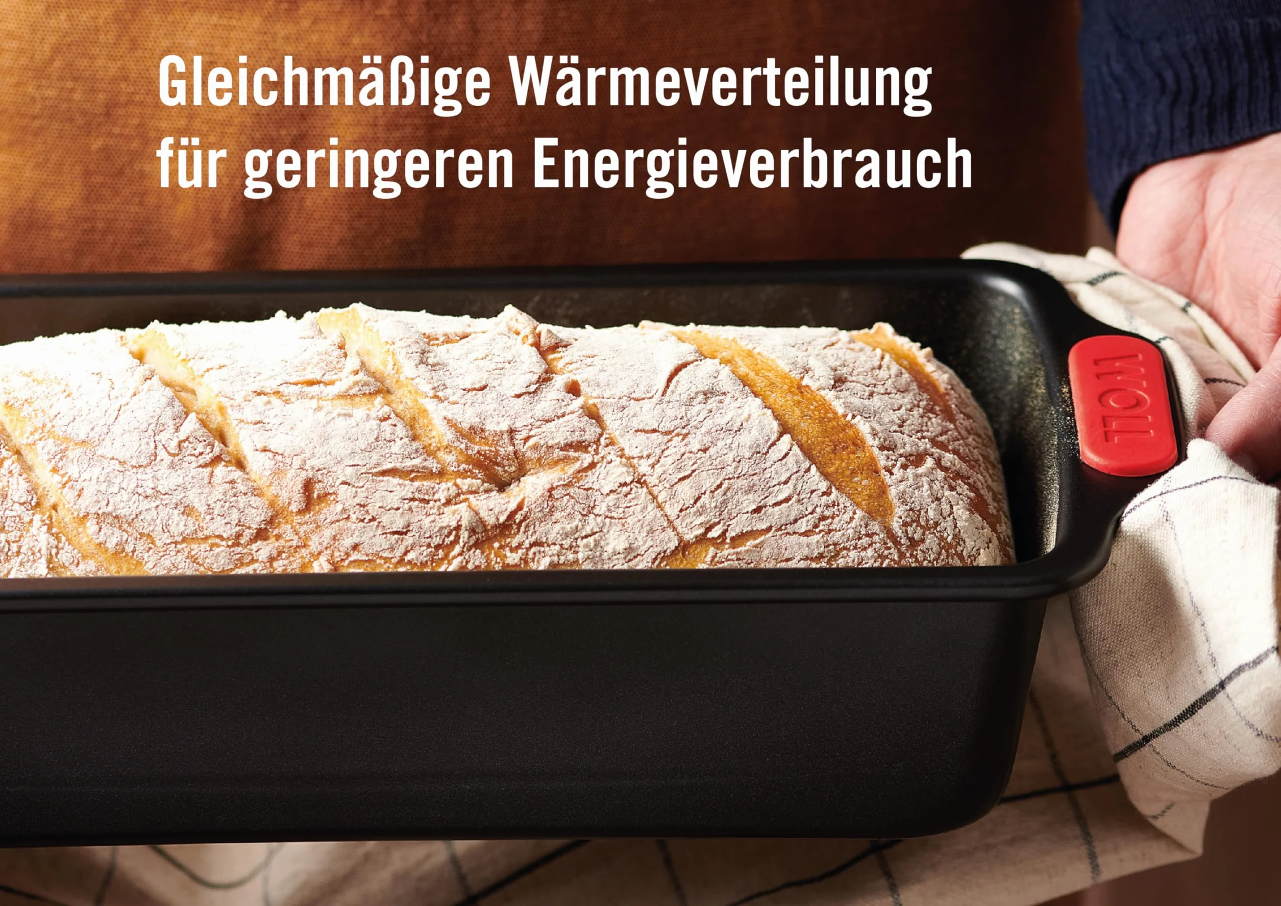 Woll Bakeware forma skrzynkowa 30 cm, z odpornymi na wysokie temperatury uchwytami silikonowymi do 230°C, bez PFAS, dwuwarstwowa powłoka nieprzywierająca, stal aluminiowana, czarna