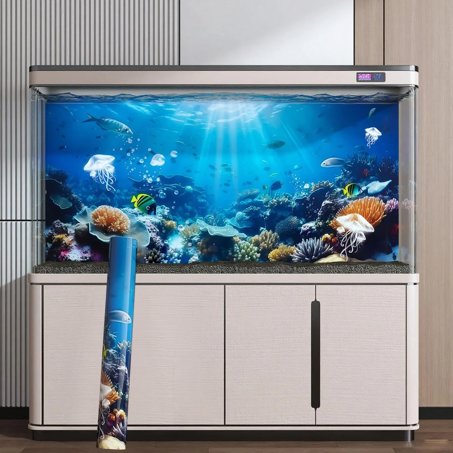 Yootiko Plakat na tle akwarium PVC Tylna ściana akwarium Statyczna folia klejąca 100 x 40 cm
