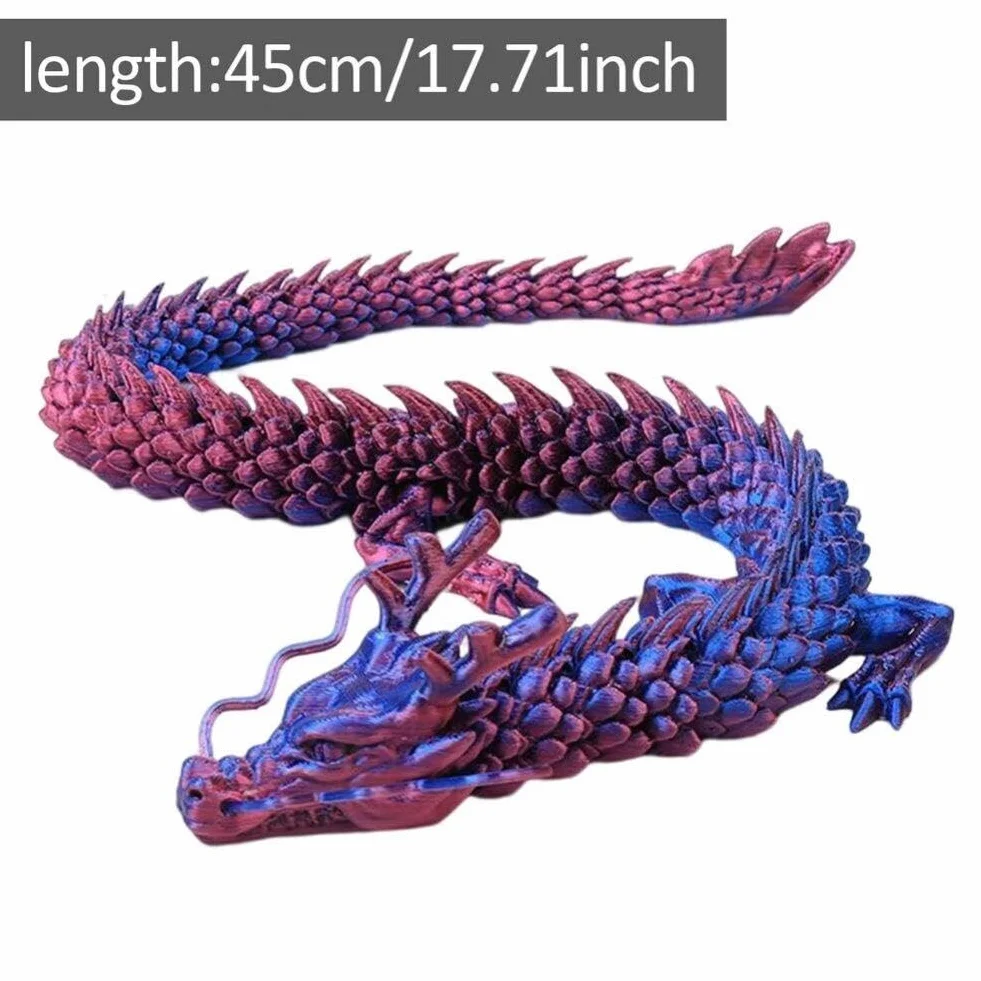 Nadruk 3D przegubowy smok chiński długi elastyczny realistyczny wykonany ornament zabawka model dom biuro dekoracja dekoracja prezenty dla dzieci