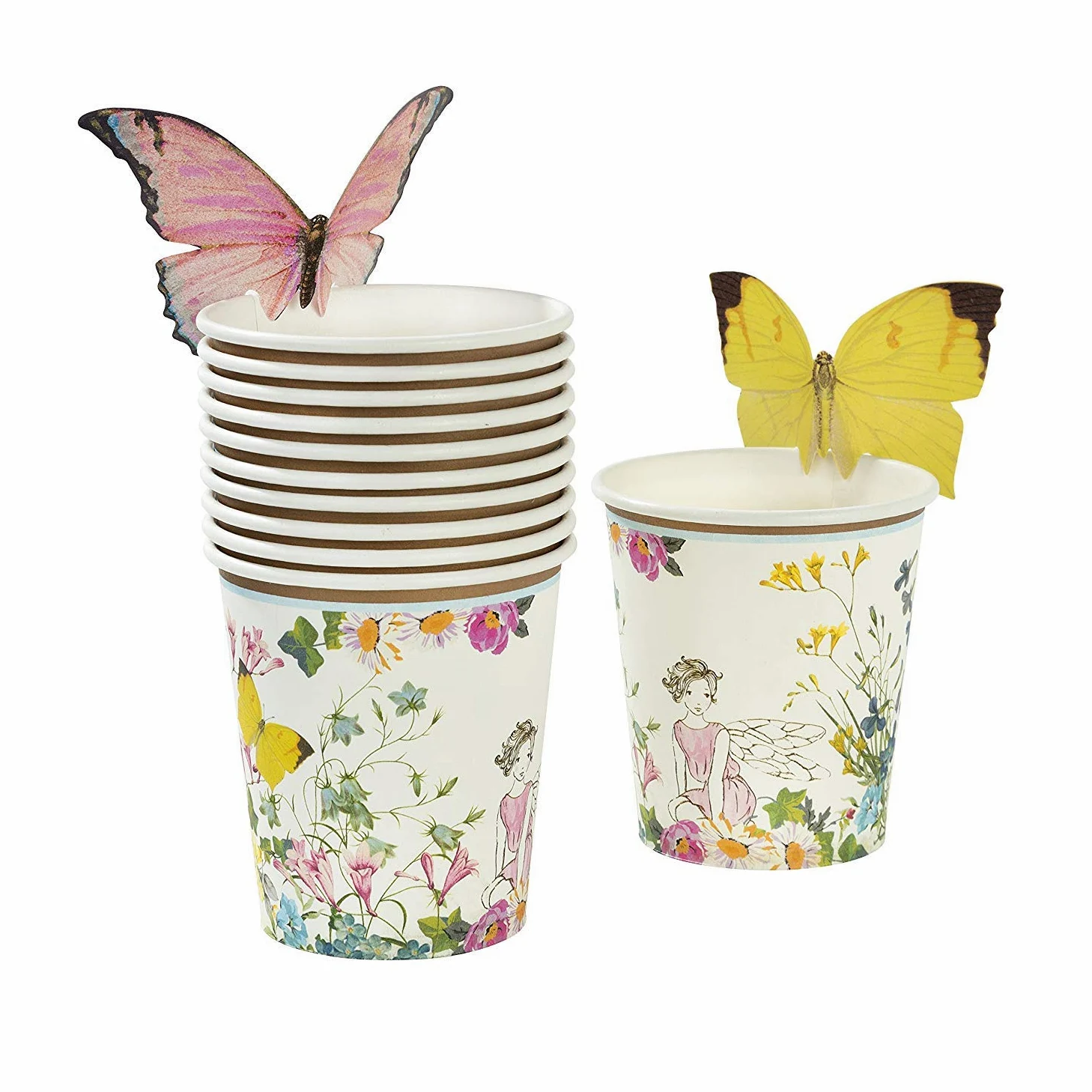 Talking Tables Papierowy motyl na przyjęcie herbaciane, kubki wróżki PK12, 12 sztuk, wysokość 20 cm, 18 cm