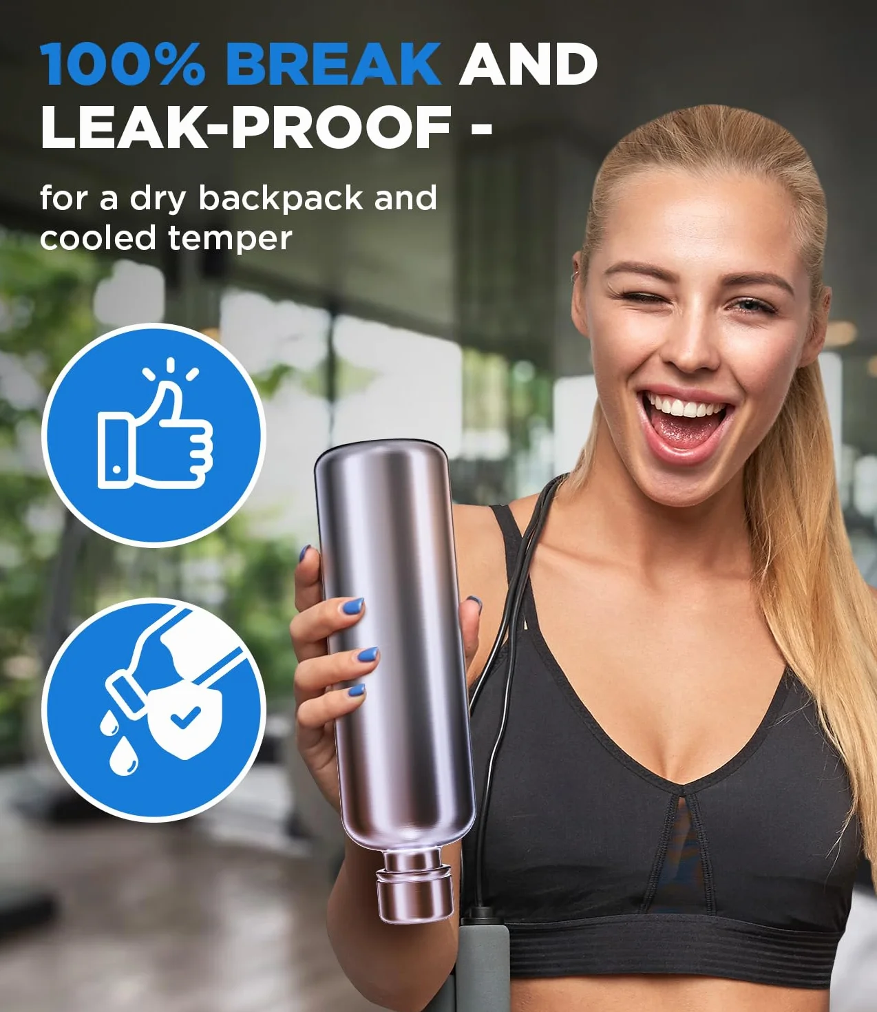 MATE OF STEEL® Butelka kompatybilna z Sodastream Crystal & Easy Premium 0,75 l ze stali nierdzewnej – nadaje się do mycia w zmywarce | butelka na napoje z metalu o pojemności 750 ml | butelki zapasowe