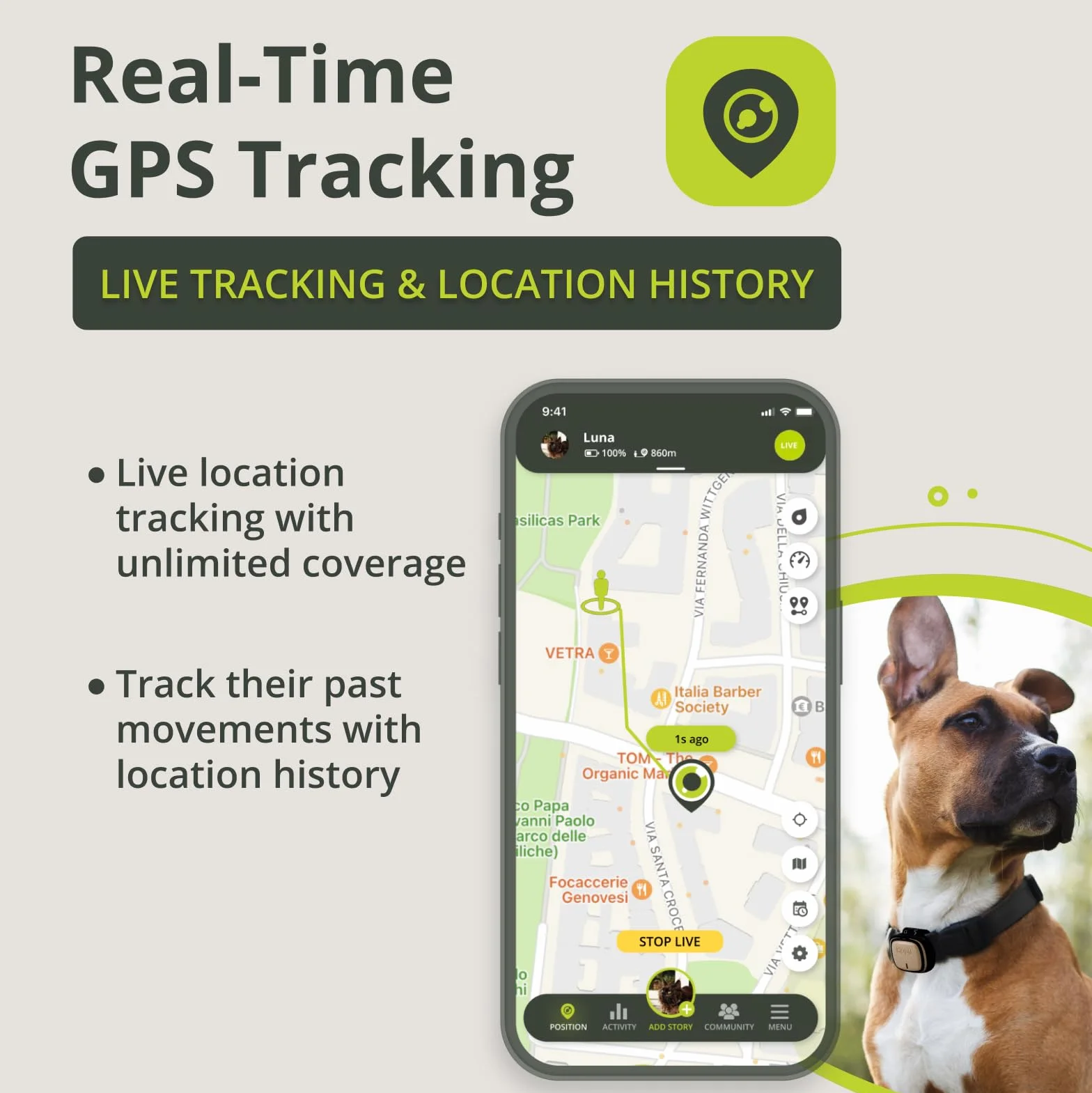 Kippy EVO Obroża GPS Monitor Aktywności dla Psów Kotów, 38g, Wodoodporna, Bateria 7 dni, Brązowe Drewno