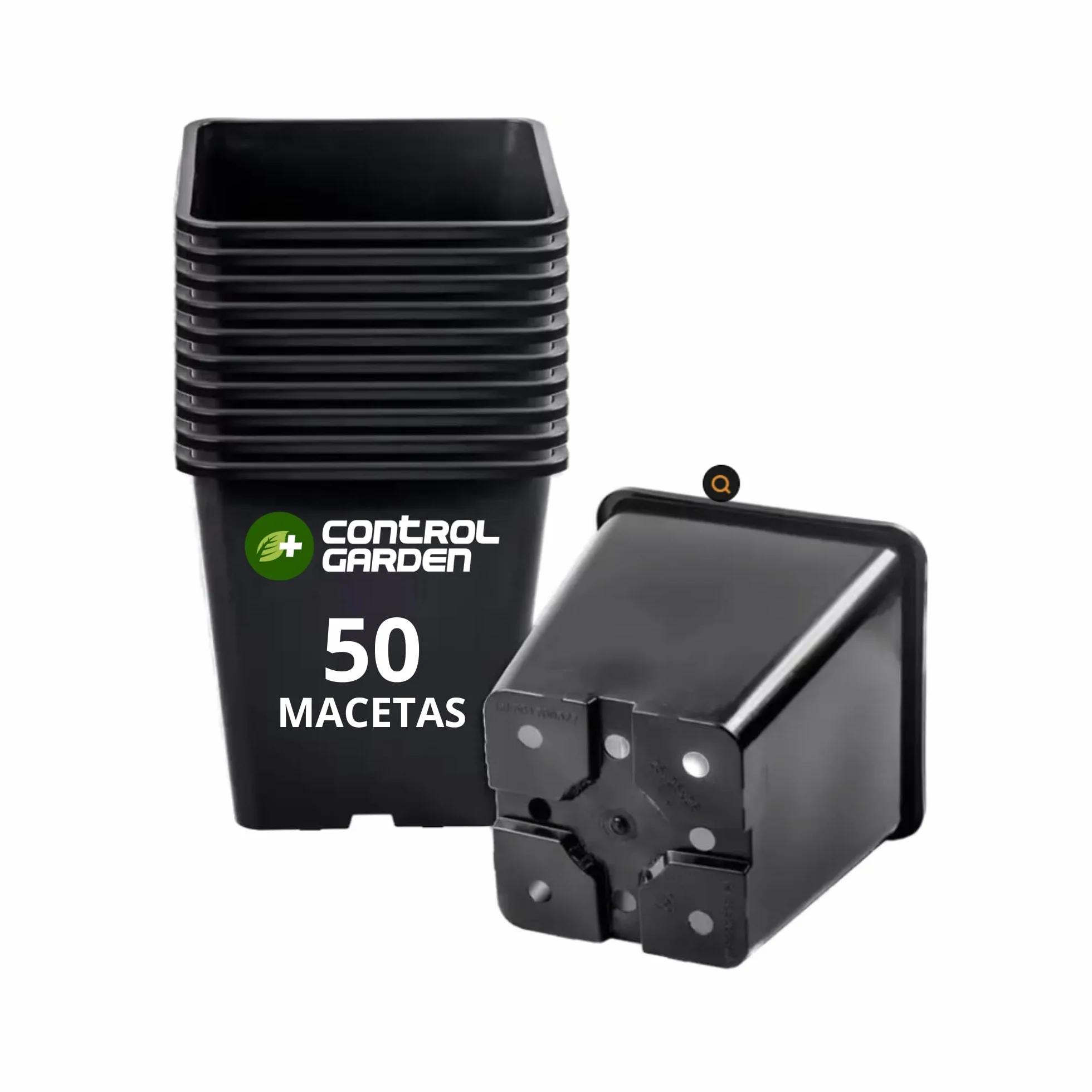 CONTROL GARDEN Zestaw 50 czarnych kwadratowych doniczek na rośliny 8 x 8 x 7 cm - 50 plastikowych doniczek do kwiatów i sadzenia 8 x 7 x 7 cm - idealne na zewnątrz i wewnątrz kwiaty, sadzonki i