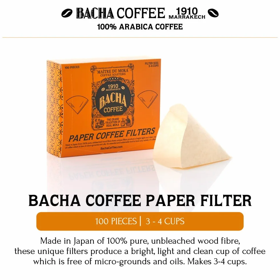 Bacha Coffee | Papierowe filtry do kawy, duży. 100 szt. 3-4 filiżanki