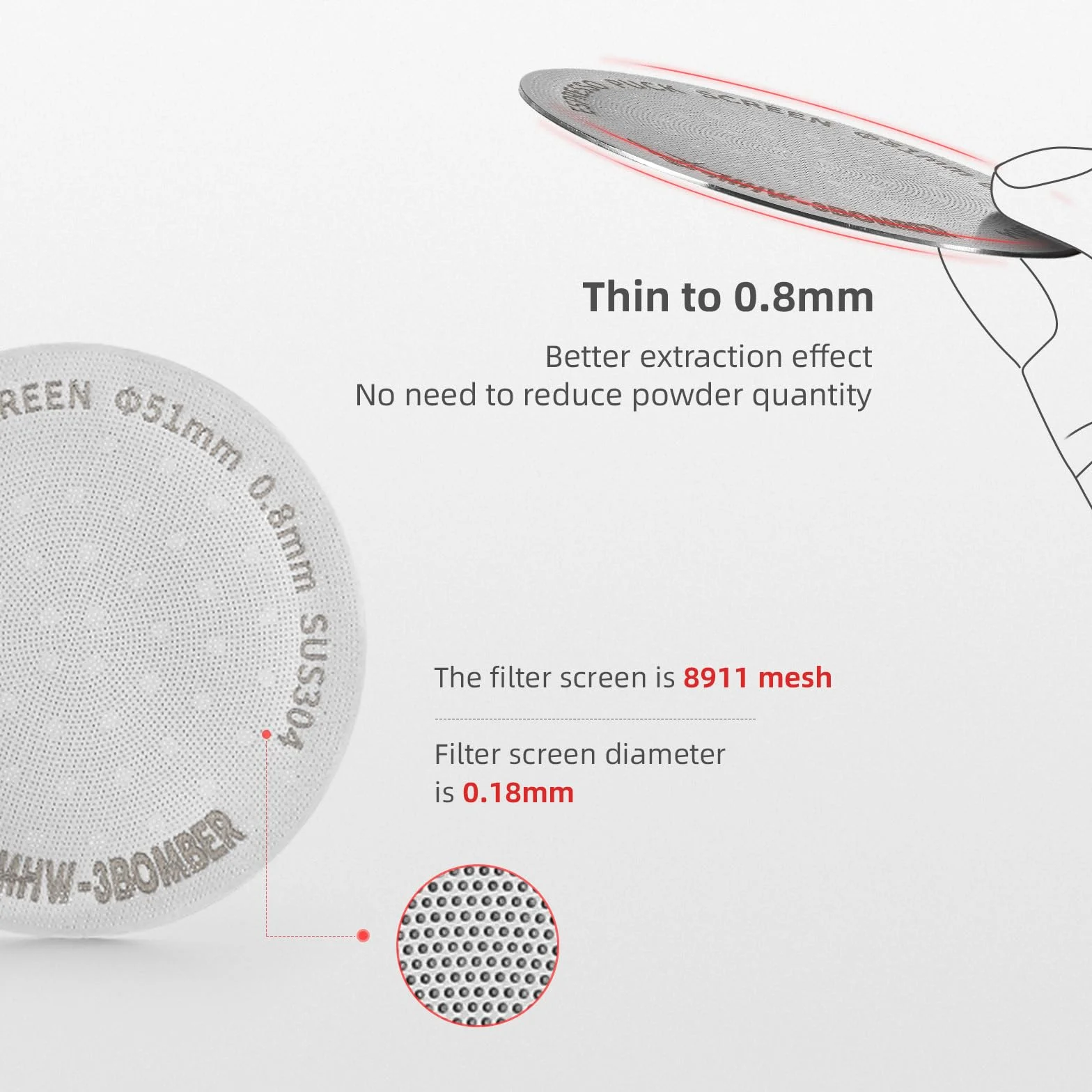 MHW-3BOMBER Puck Screen 51 mm, stal szlachetna 180 μm, sitko do espresso, metalowy filtr wielokrotnego użytku