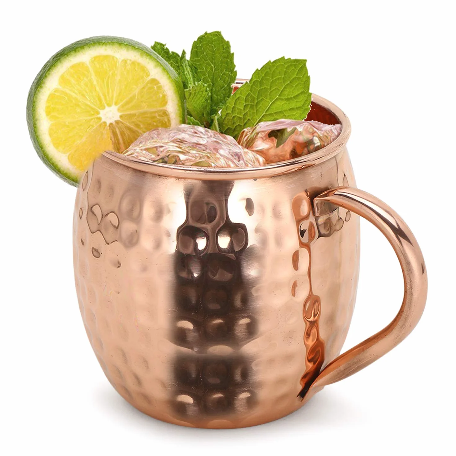 Zap Impex Moscow Mule kubek miedziany – zestaw 2 szt. – w 100% ręcznie wykonane, nadające się do kontaktu z żywnością kubki z czystej masywnej miedzianej beczki – 16 oz wysokiej jakości szkło