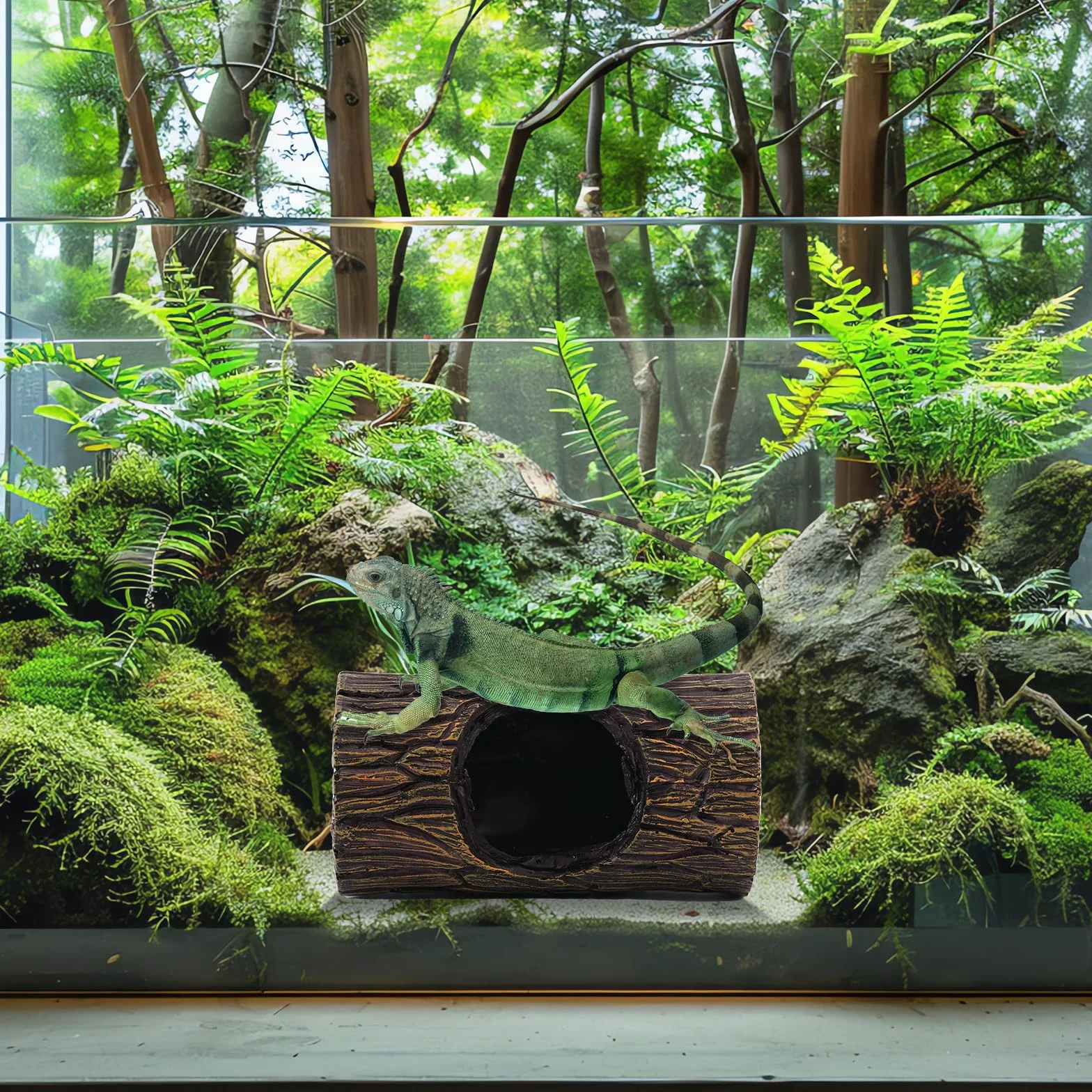 Gosknor Jaskinia Kryjówka dla Gadów, Pusty Pień Drzewa Schronienie Kraba Wędrownego Zabawki do Wspinaczki Schronienie Jaskinia dla Leopardzi Gekon Dekoracja Terrarium Jaszczurki