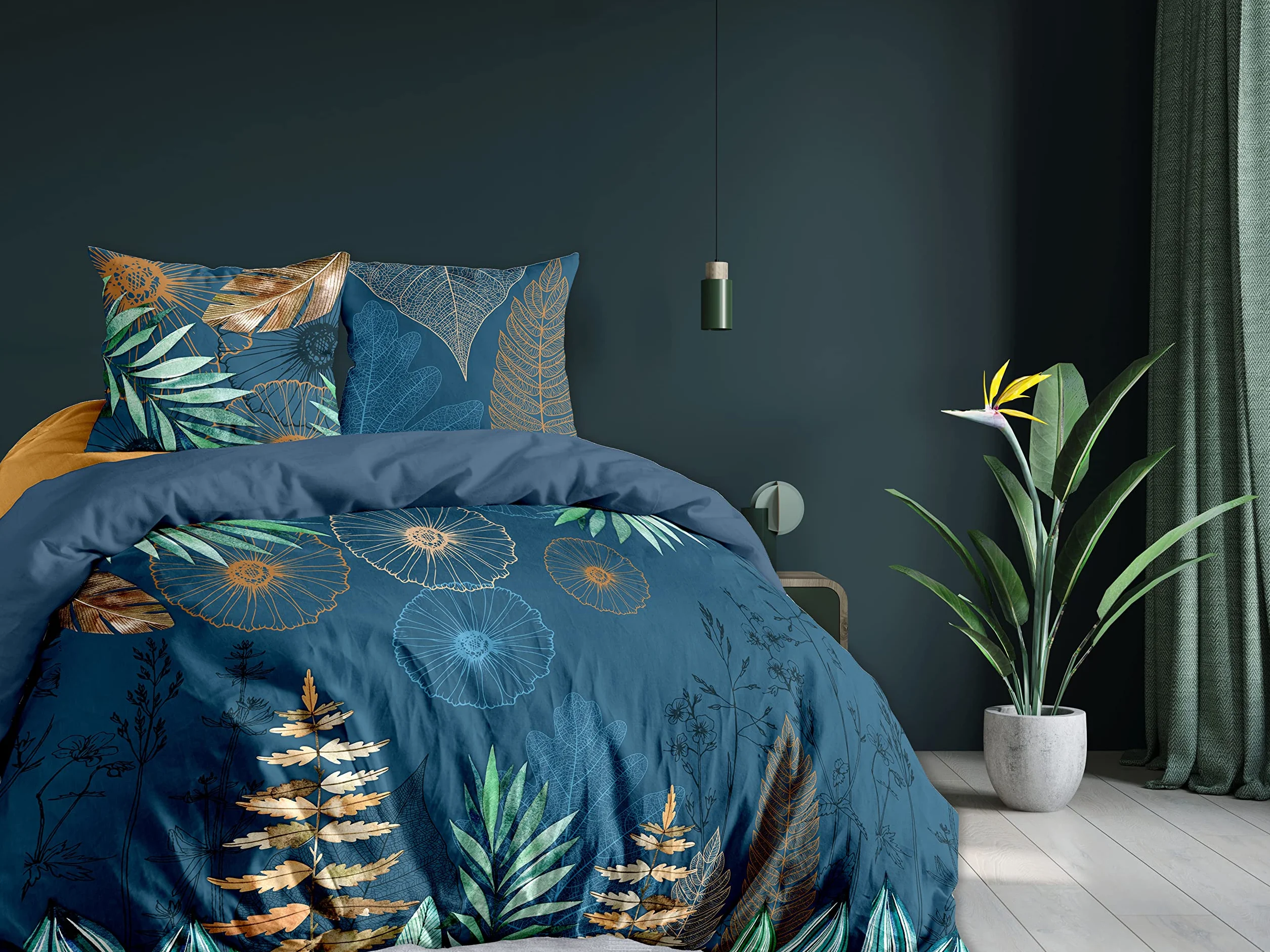 CALITEX 3-częściowy komplet pościeli, 240 x 220 cm, Selva, 100% bawełna, niebieski, 240 x 220 cm