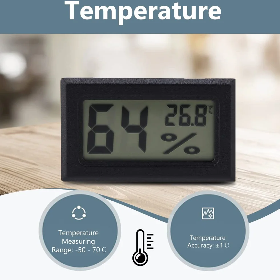 Mini termometr higrometr wbudowany cyfrowy miernik temperatury i wilgotności LCD z zewnętrzną sondą do inkubatora nasiadka akwarium dla gadów (-50°C ~ 70°C)