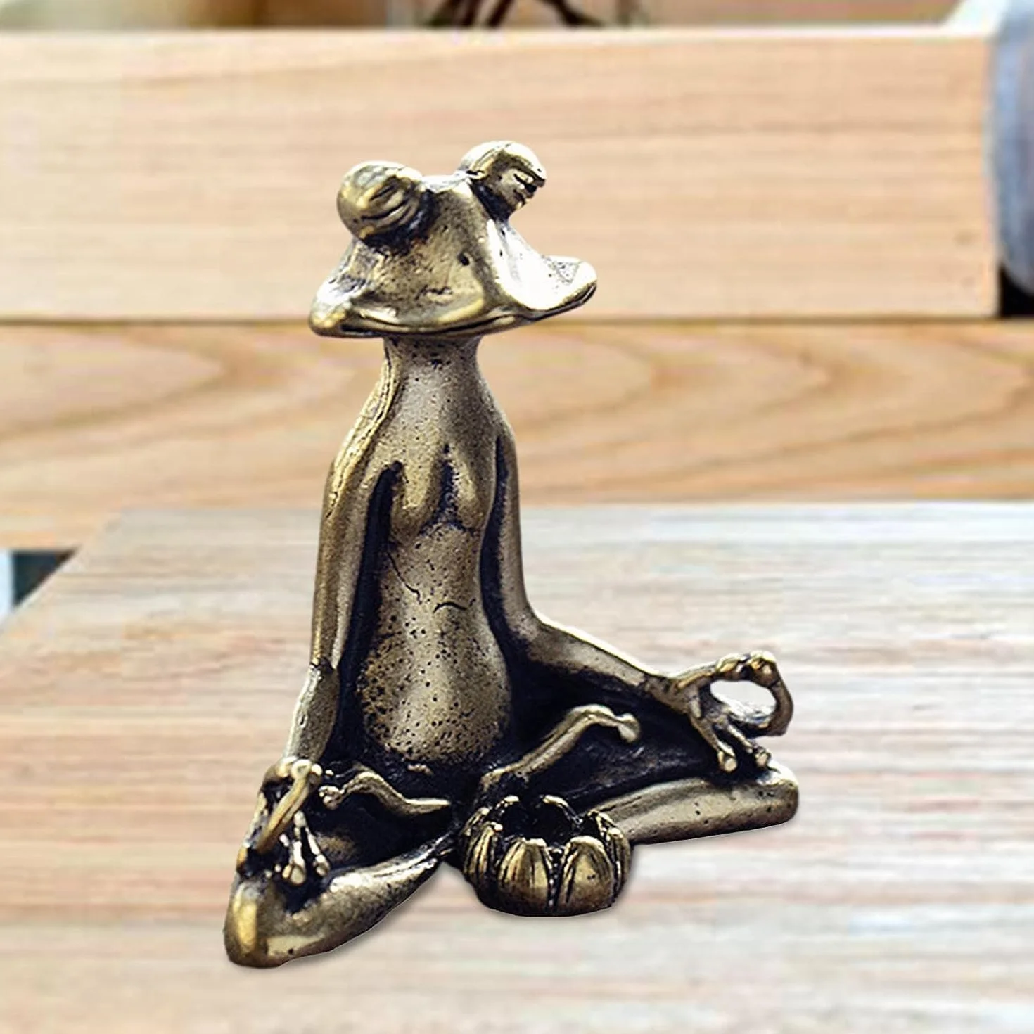 Żaba do jogi, metalowa statuetka medytacyjna, na biurko, zabawna żaba ogrodowa, do dekoracji wewnątrz i na zewnątrz
