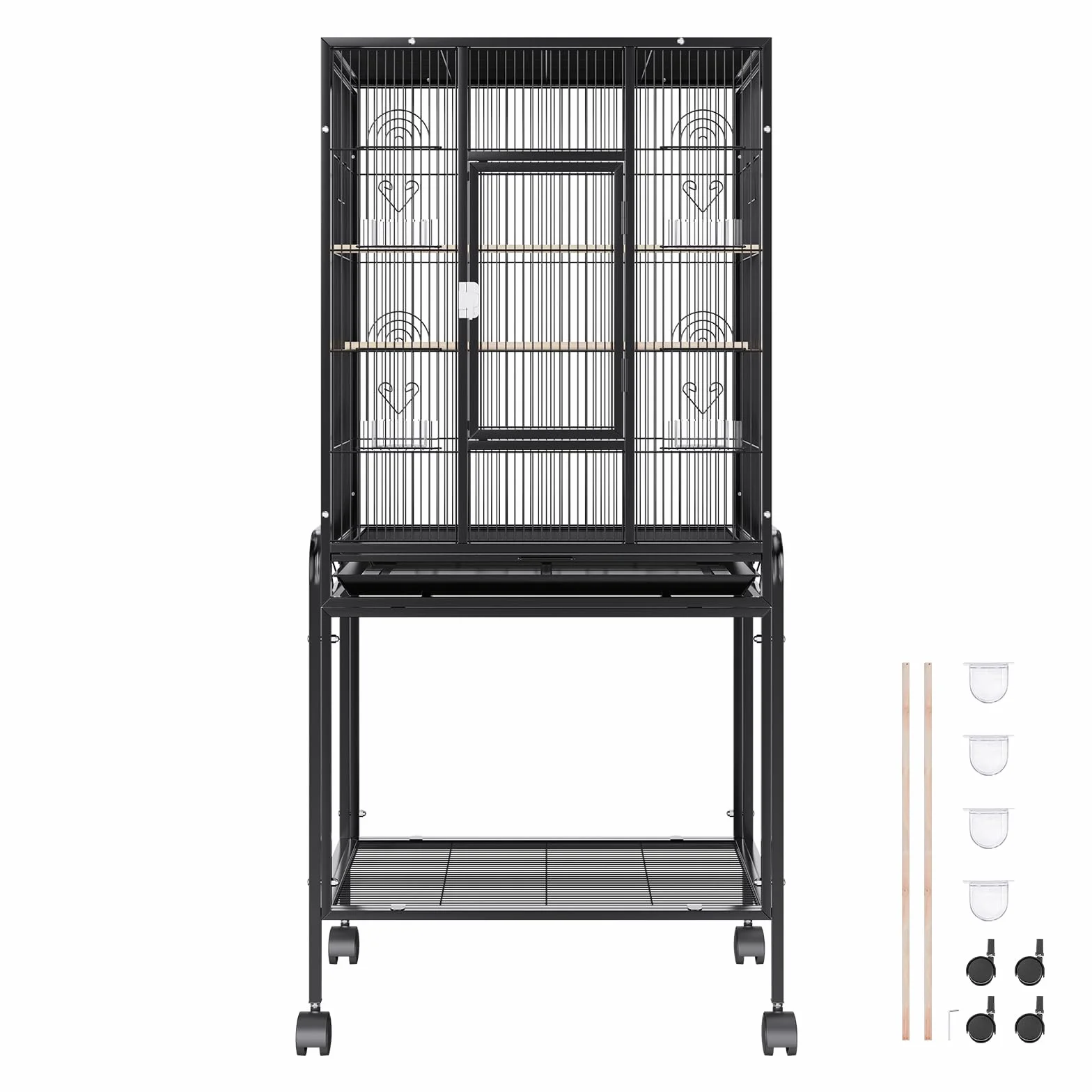 VEVOR Woliera dla ptaków 61 x 43 x 137 cm, klatka dla ptaków ze stali węglowej Q195, dla 2-3 średnich i dużych ptaków, woliera z zamkiem