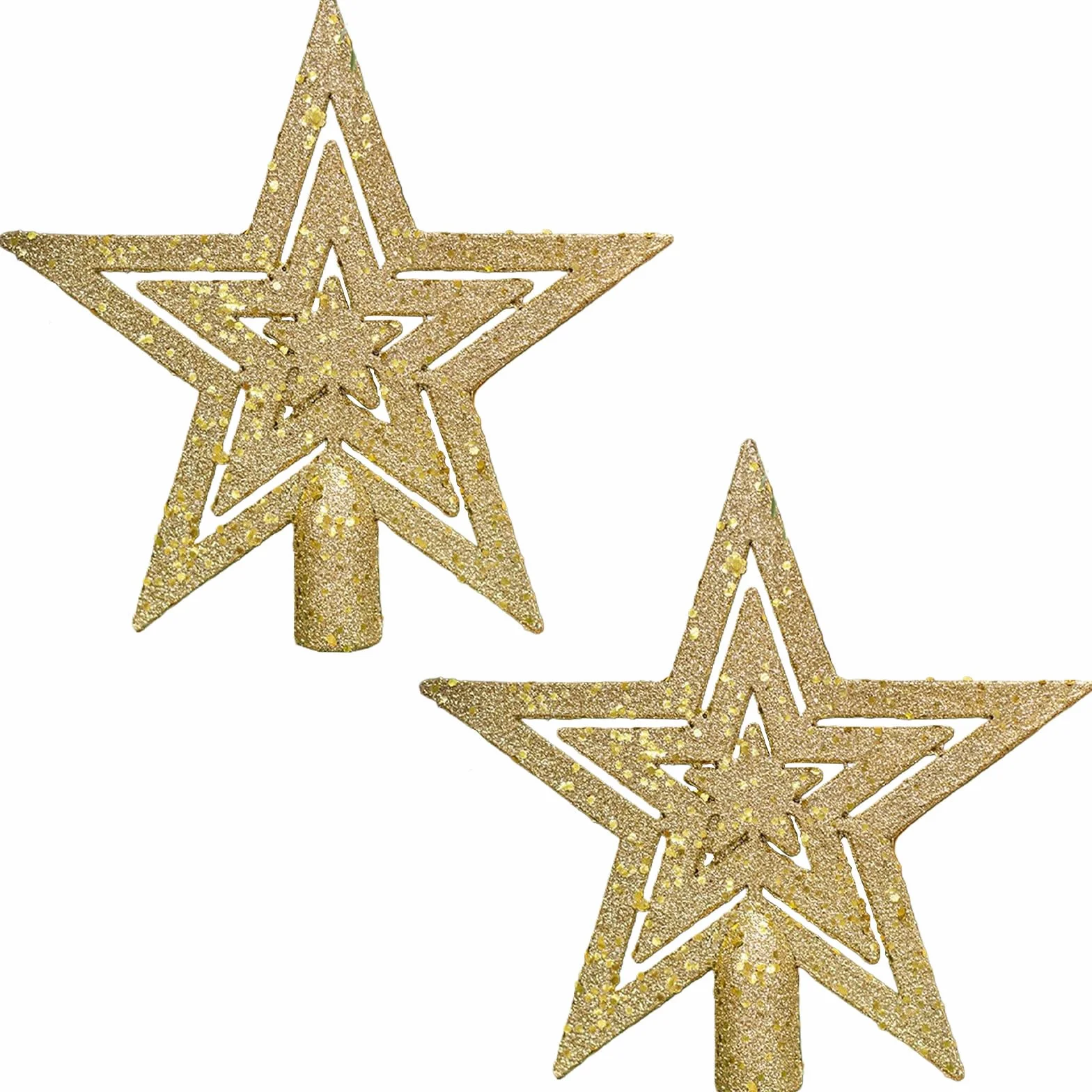 SSKHE 2 szt. Topper z gwiazdą choinki, brokatowe drzewo pentagram gwiazda, złota choinka z gwiazdą, złoty brokat topper top dekoracja domu