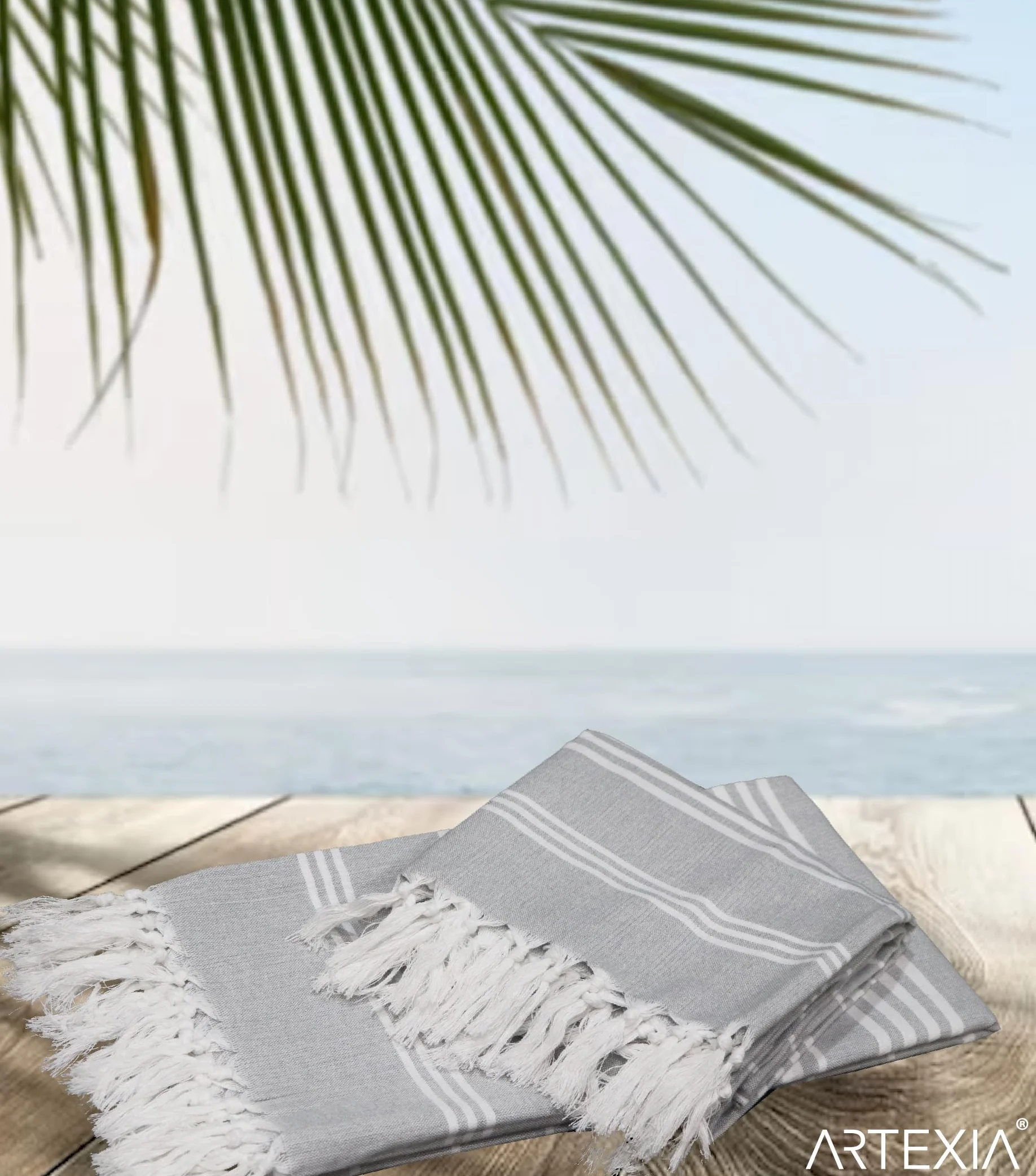 Artexia Duży Bawełniany Ręcznik Plażowy z Recyklingu 90 x 180 cm Ręcznik Plażowy XXL Szybkoschnący Ultra Lekki i Miękki (Szary)